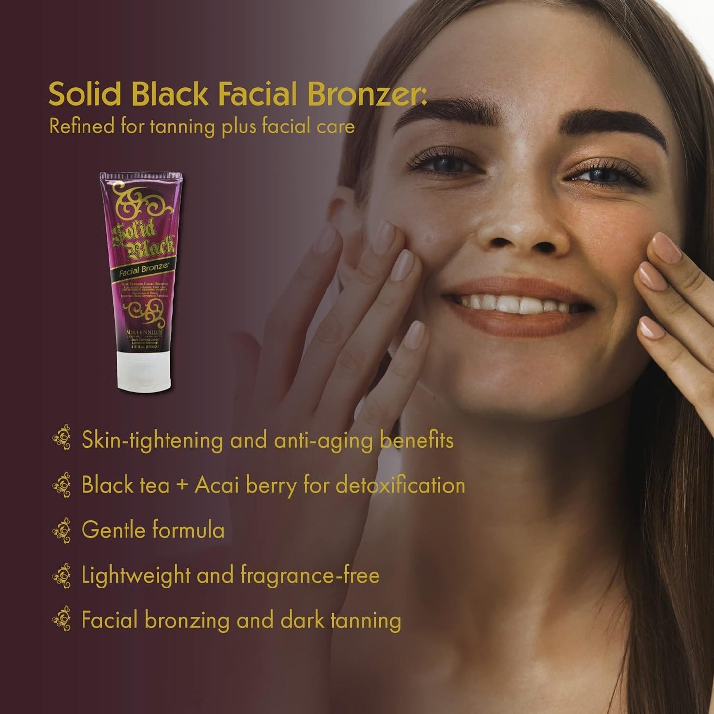 Millennium Tanning Solid Black Facial Bronzer, Skin-Firming Tanning Lotion for Face, 4 ounces Beauty & Personal Care Millennium Tanning