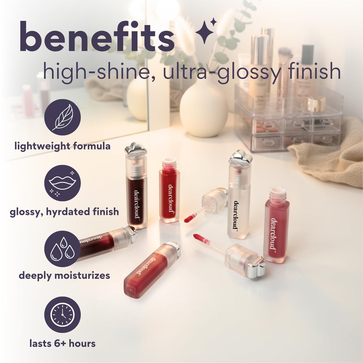 dearcloud Jelly Wave Lush Lip Oil - Tinted Lip Gloss and Lip Gloss for Women - Korean skincare essential - Lip Oil for Women with Collagen - Fairy Beauty & Personal Care dearcloud