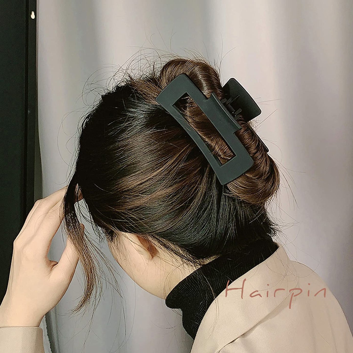 Black Hair Claw Clips for Women Girls, Large 4.2" Matte Rectangle Nonslip Jaw Clips for Thick and Thin Hair, 2 Packs Beauty & Personal Care MAORULU
