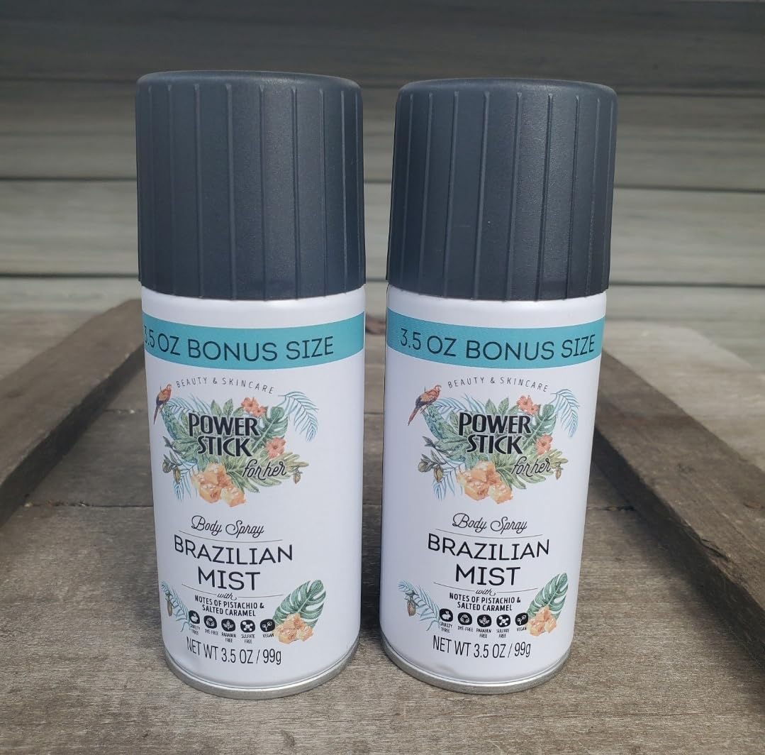 Power Stick Brazilian Mist Body Spray Notes of Pistachio & Salted Caramel (2 pack) Beauty & Personal Care Power Stick