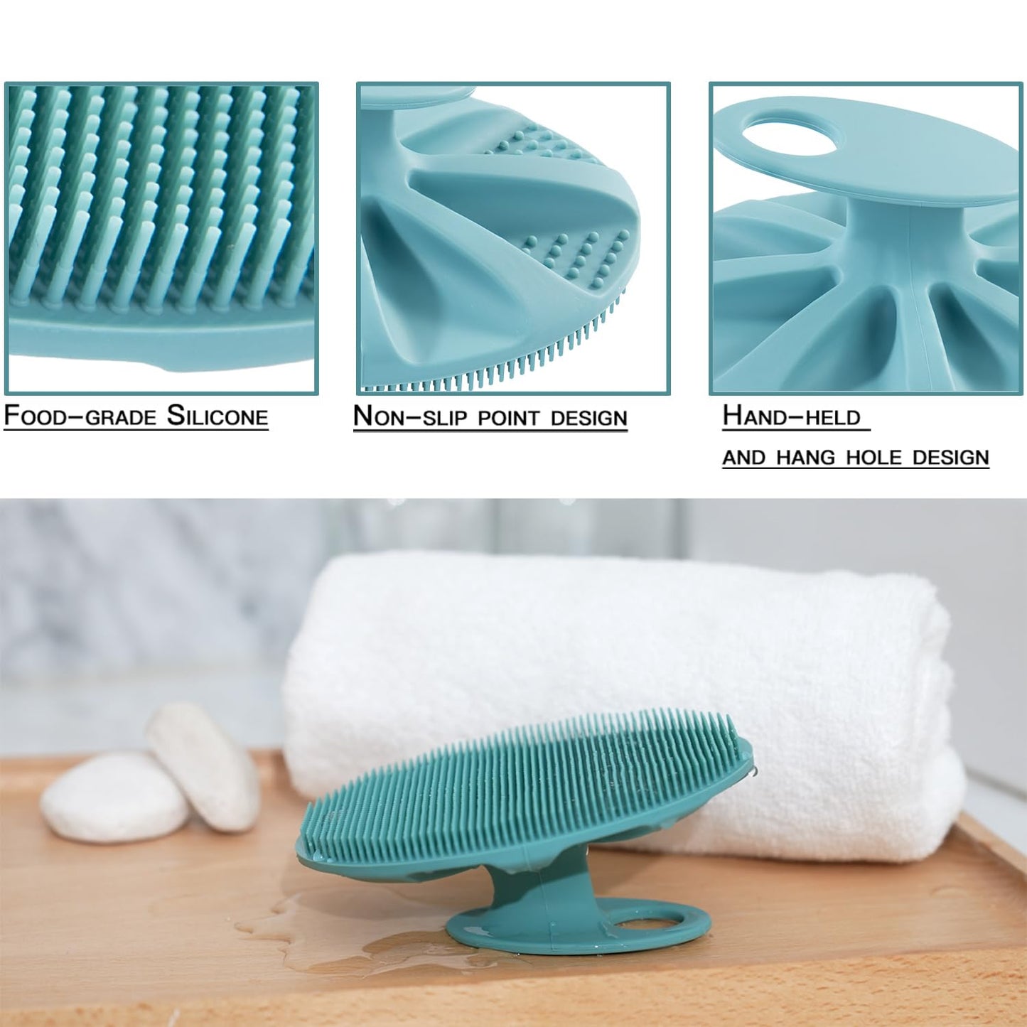Soft Silicone Body Cleansing Brush Shower Scrubber, Gentle Exfoliating and Massage for All Kinds of Skin (Pink+Dark Green) Beauty and Personal Care INNERNEED