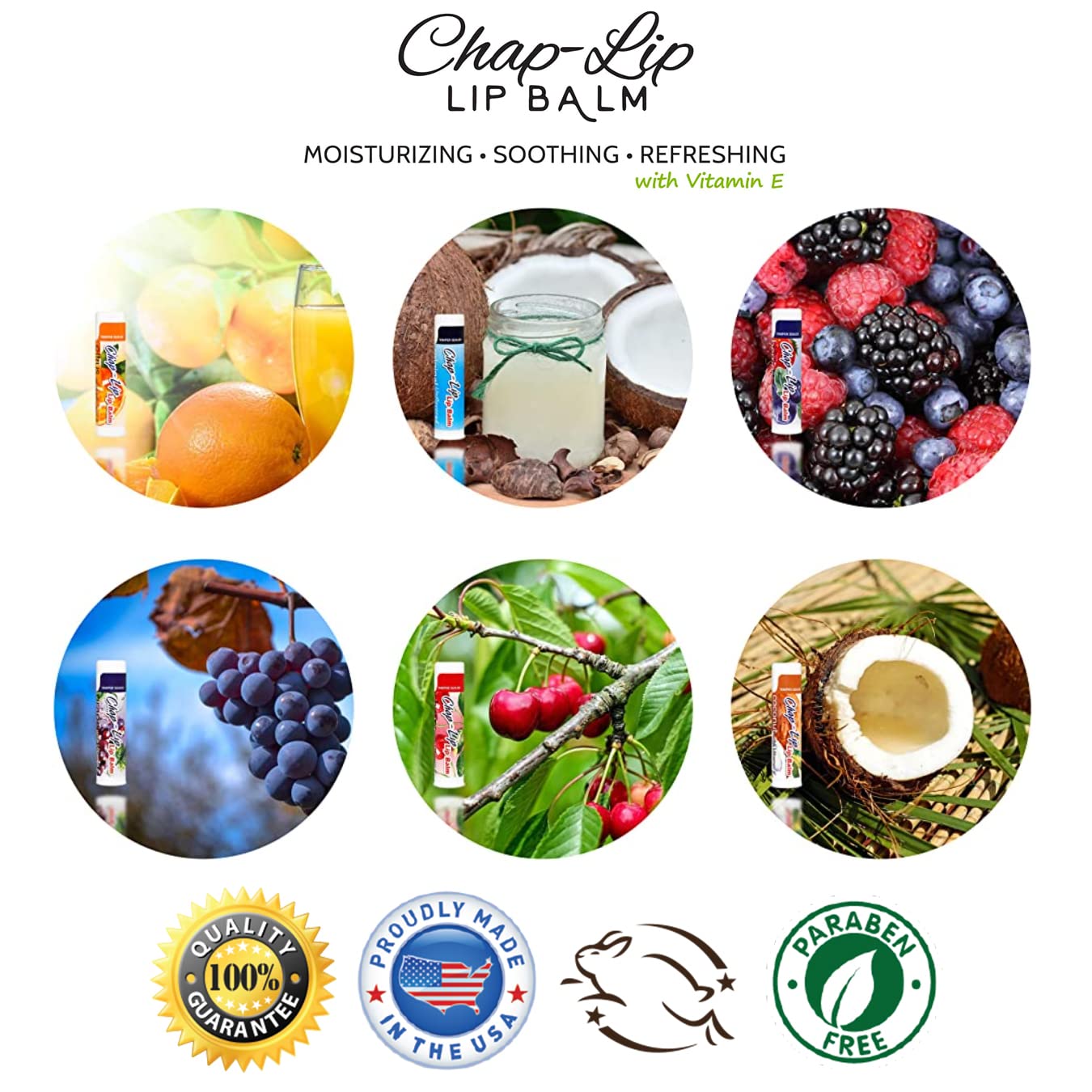 Chap-Lip Lip Balm Vitamin E with Coconut Oil - Lip Moisturizer Treatment - Moisturizing, Soothing, & Refreshing, Total Hydration Treatment & Lip Beauty & Personal Care Chap-Lip Lip Balm