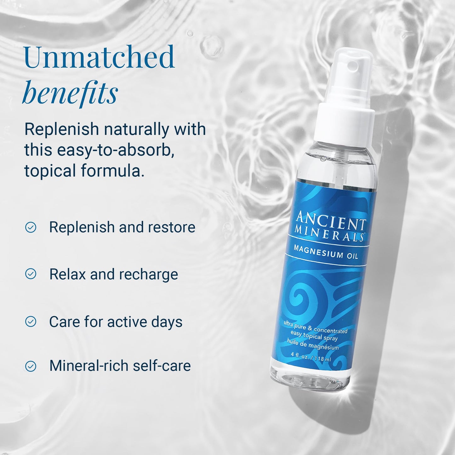 Ancient Minerals Magnesium Oil Refill Bottle, high Concentration Topical Genuine Zechstein Magnesium Chloride Topical Magnesium (33oz) Beauty & Personal Care Ancient Minerals