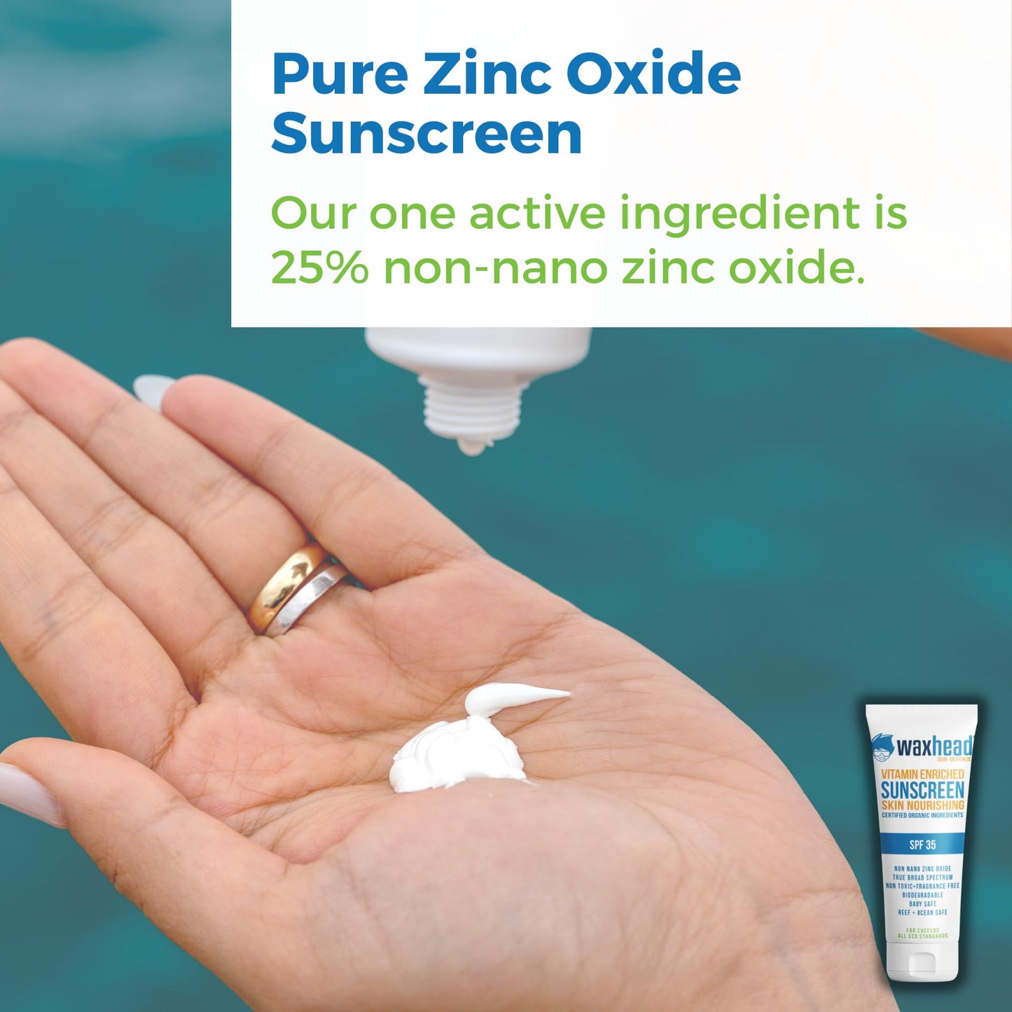 Waxhead Non-Nano Zinc Oxide Sunscreen, EWG Sunscreen with Zinc Oxide for Face & Body, Mineral Natural Non-Toxic Pure Sunblock, Biodegradable Cream Beauty & Personal Care Waxhead Sun Defense Foods
