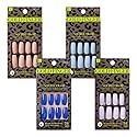GoldFinger Press On Nails Full Cover Nails Glue On Nails Manicure Long Fake Nails with Glue (4 PACK) Beauty & Personal Care Goldfinger