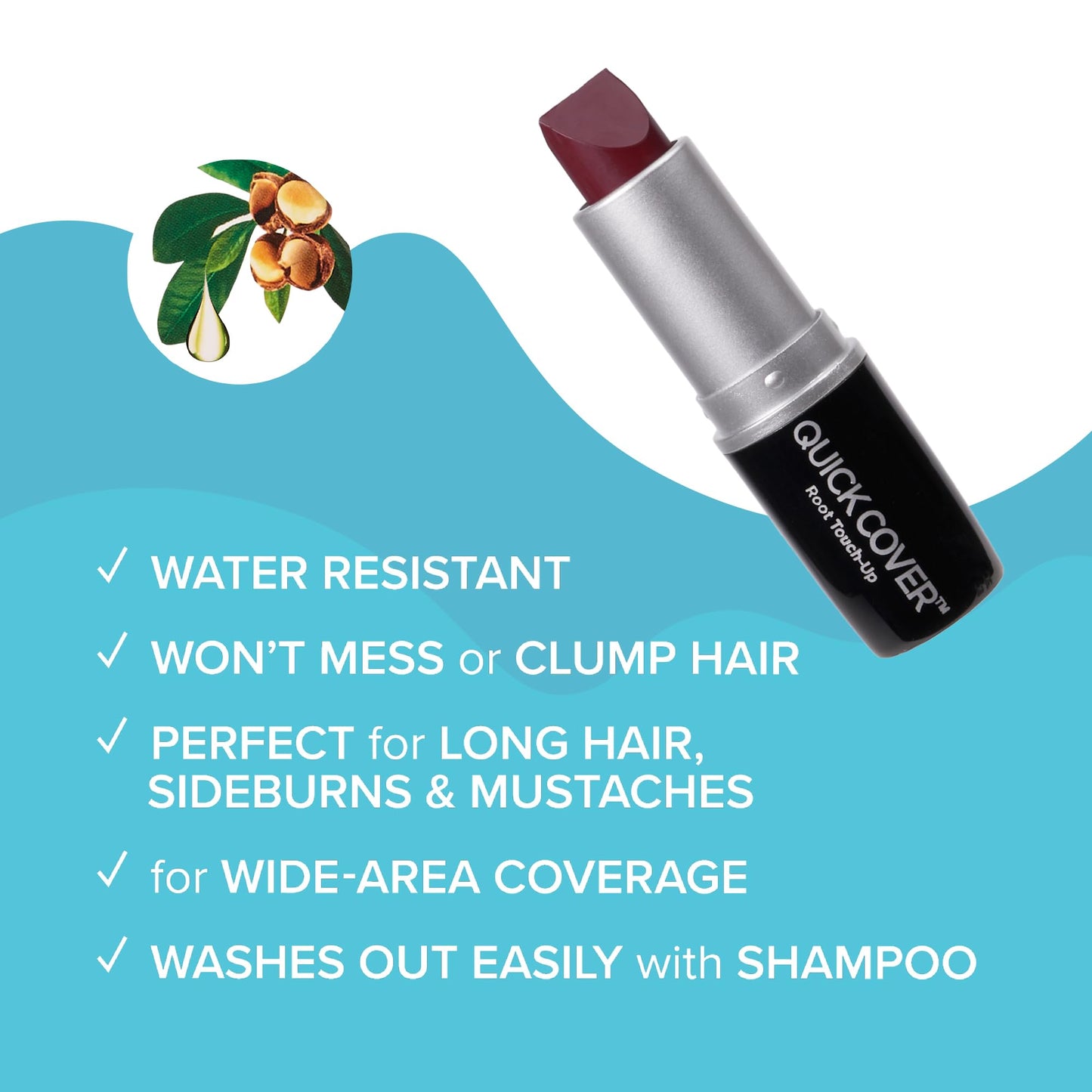 RED by Kiss Quick Cover Root Touch Up Stick, Water-Resistant Temporary Gray Hair Concealer with Brush for Roots and Beard, Long-Lasting Coverage, Easy Beauty & Personal Care Red by Kiss