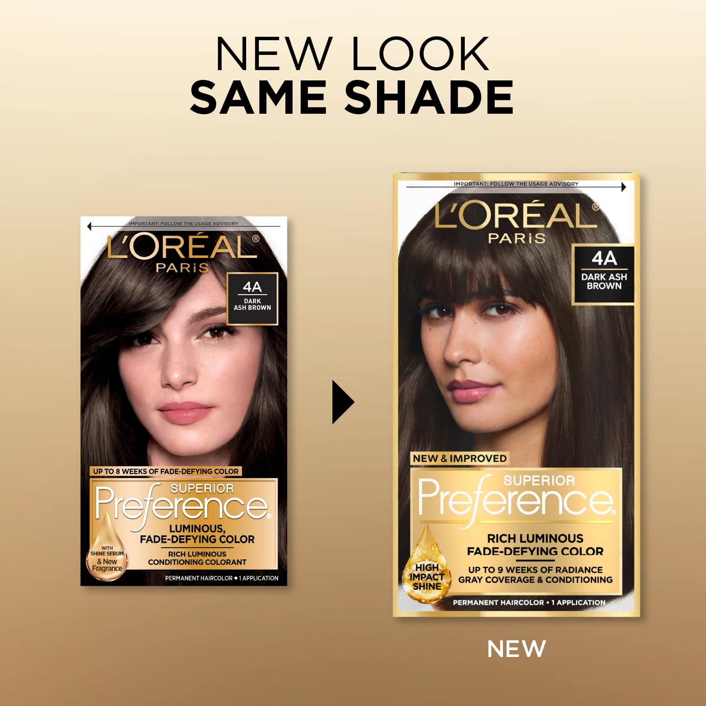 L'Oreal Paris Superior Preference Luminous Fade-Defying Permanent Hair Color, Hair Dye For Up to 9 Weeks of Radiance, Dark Ash Brown 4A, 1 Hair Dye Beauty & Personal Care L'Oreal Paris
