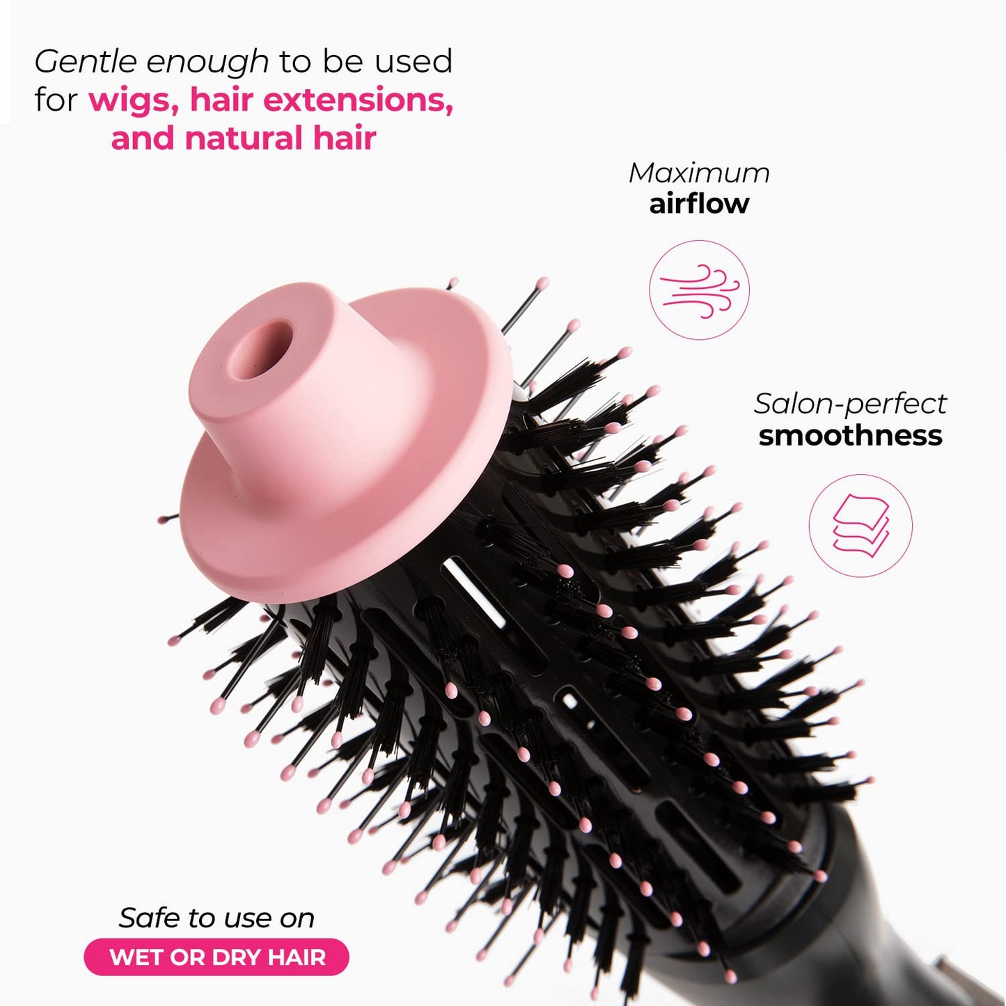 Milano Collection Hot Air Hair Brush Dryer, Quick & Easy Styling, Hair Volumizer for Human Hair Wigs & Natural Hair, Lightweight Round-Shaped Barrel Beauty & Personal Care MILANO COLLECTION