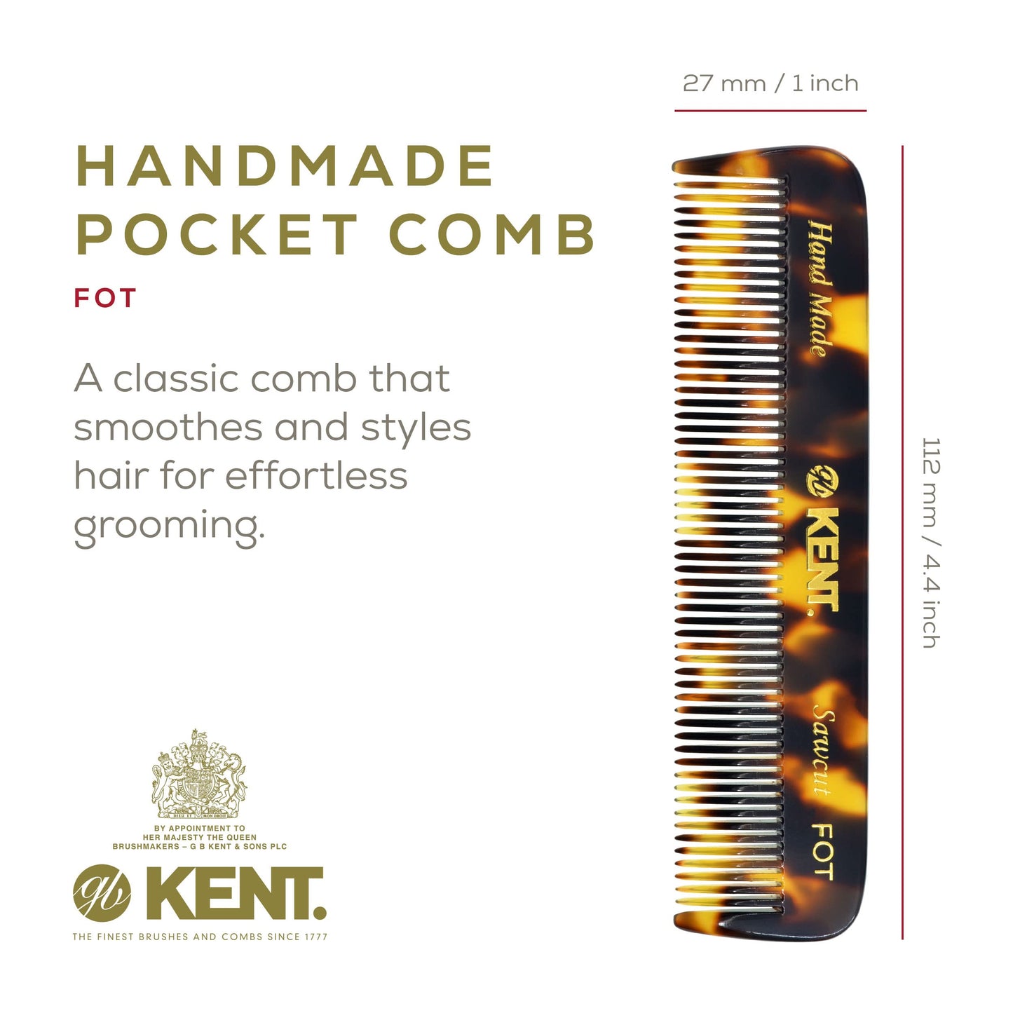 Kent 81T FOT Tokyo Yellow Beard Pocket Comb Set for Men - Beard Kit for Travel and Home, Mustache Comb for Men, Mini Comb Beard Combs for Mens Beauty and Personal Care KENT