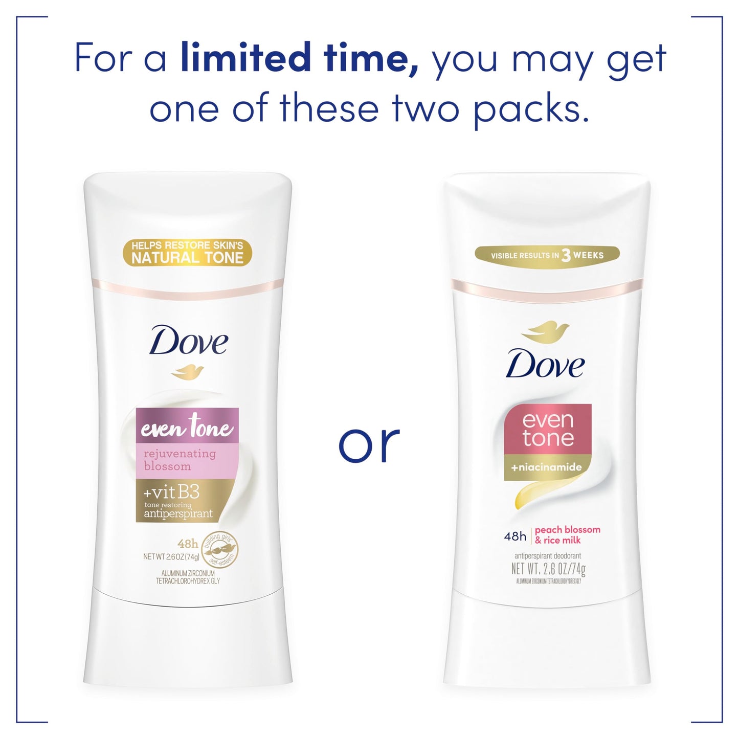 Dove Even Tone Antiperspirant Deodorant Stick Peach Blossom & Rice Milk 3 Count 2.6 oz Beauty and Personal Care Dove
