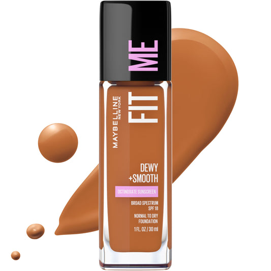 Maybelline Fit Me Dewy + Smooth Liquid Foundation Makeup, Mocha, 1 Count (Packaging May Vary) Beauty & Personal Care MAYBELLINE