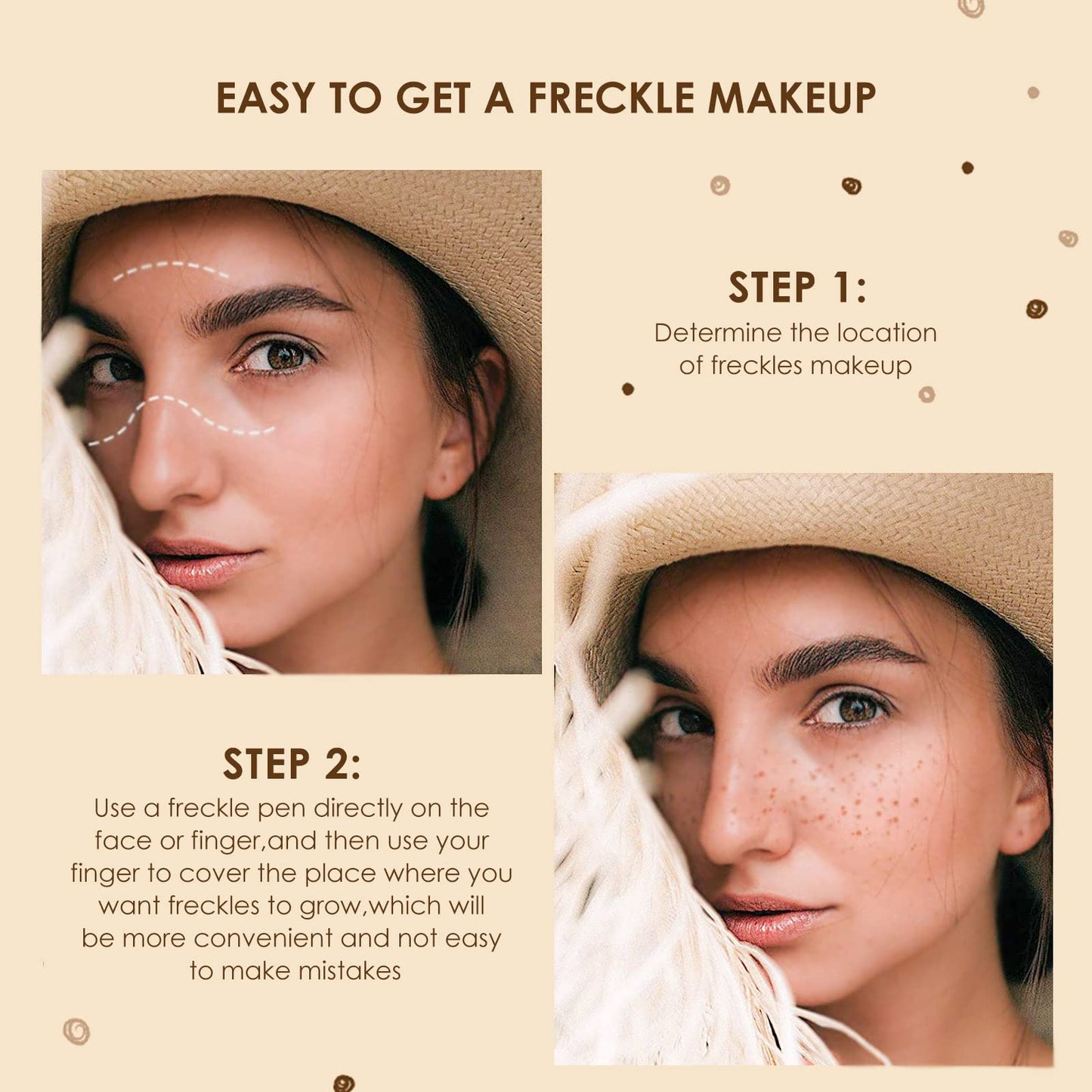 SUMEITANG Lifelike Freckle Pen - 2 Colors (Light Brown & Dark Brown), Waterproof, Quick Dry, Soft Dot, Natural, Magic Fake Freckles Makeup Pen Beauty & Personal Care SUMEITANG