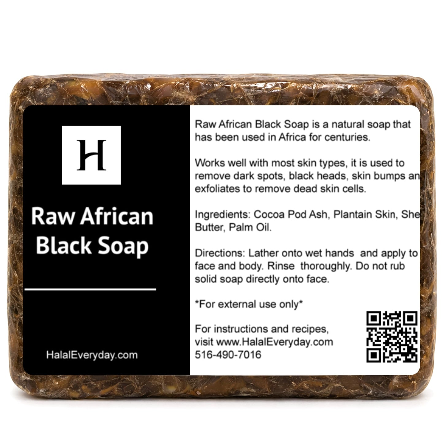 HalalEveryDay - Raw African Black Soap from Ghana, Black Soap with Shea Butter, Black African Soap for Nourished Skin, Natural African Black Soap Bar Beauty & Personal Care HalalEveryDay