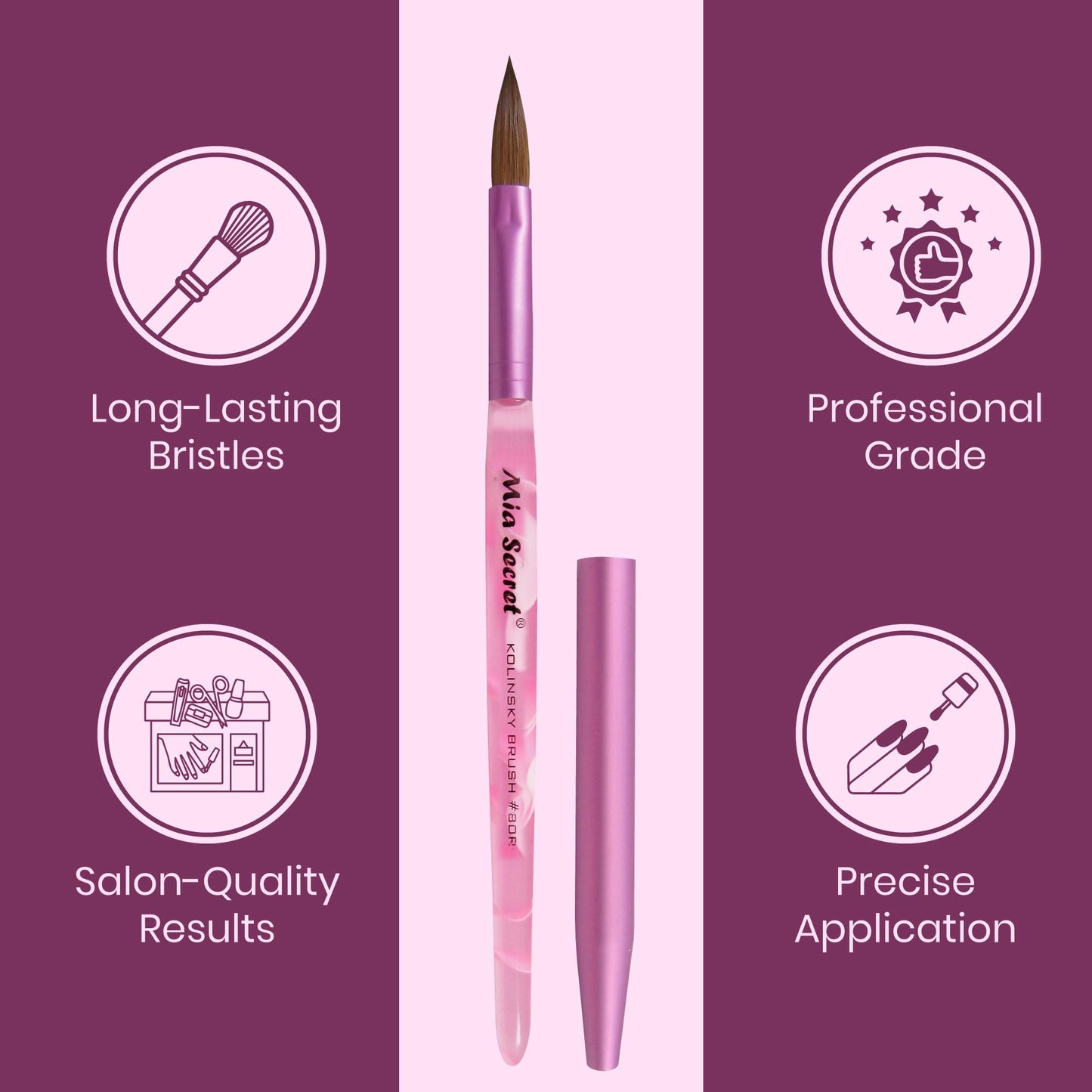 Mia Secret Oval Kolinsky Nail Brush Size #8 Beauty & Personal Care Mia Secret