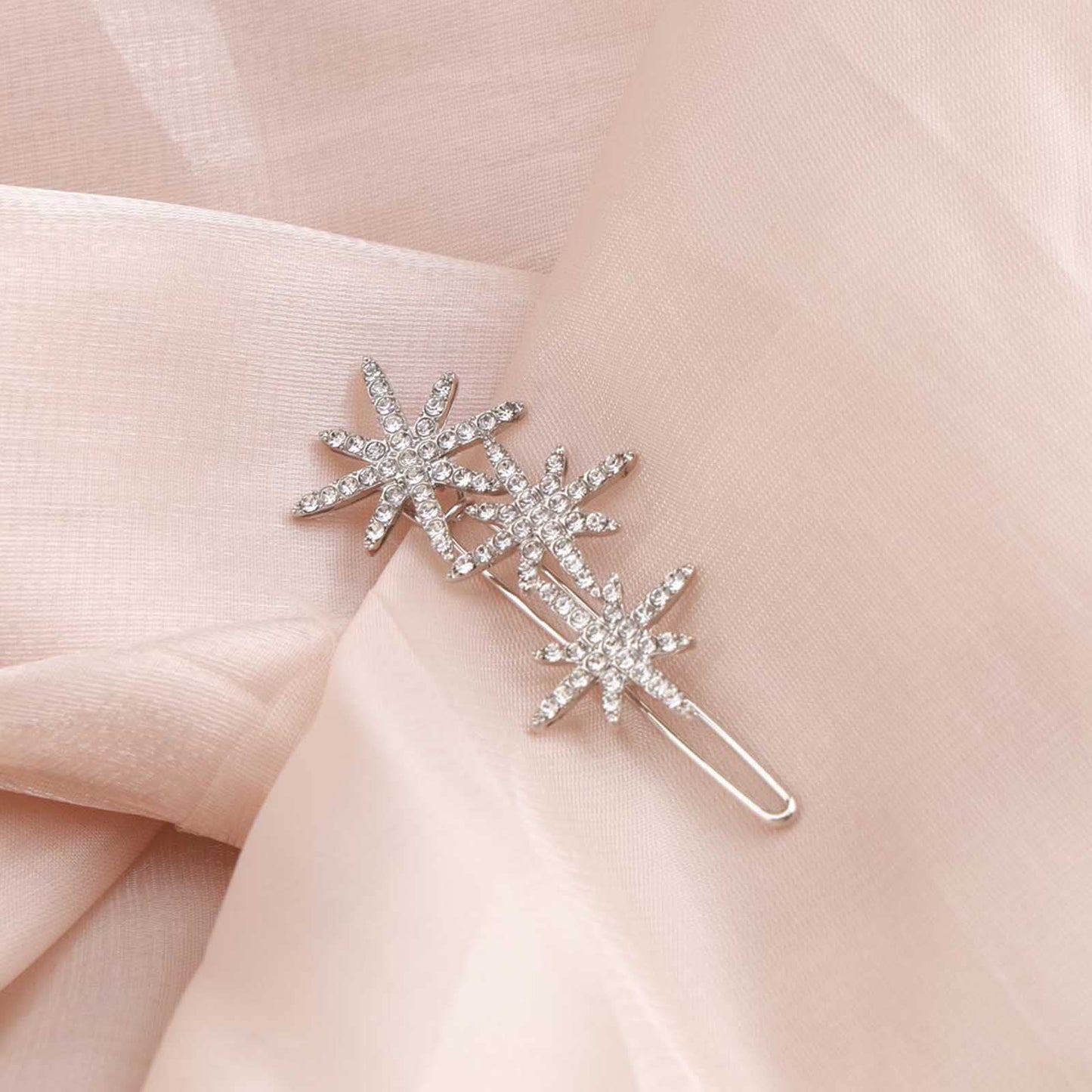 YienDoo Crystal Starburst Hair Clip Barrette Sparkling Rhinestone Cluster Stars Hairpin Headpieces Fashion Silver Bridal Hair Barrette Wedding Head Beauty & Personal Care YienDoo