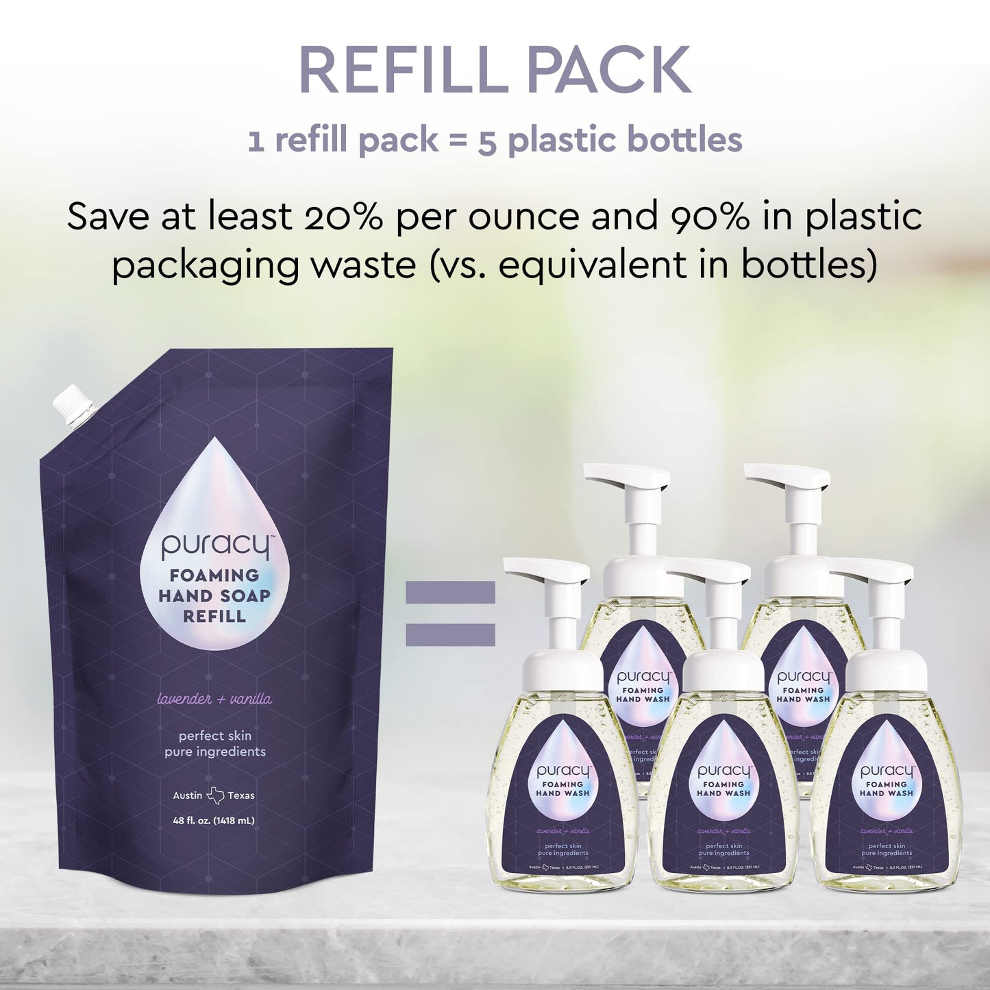 Puracy Foaming Hand Soap Refill - Plant-Powered Natural Hand Soap As Seen on TikTok, Non-Toxic, Sulfate-Free Liquid Soap, Moisturizing Foam Handwash Beauty & Personal Care Puracy