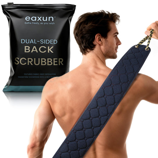 Exfoliating Back Scrubber with Handles, 38.5 Inch Double-Sided Back Exfoliator Body Scrub Towel, Exfoliating Washcloth Bath Tool for Use in Shower Beauty and Personal Care eaxun Default Title