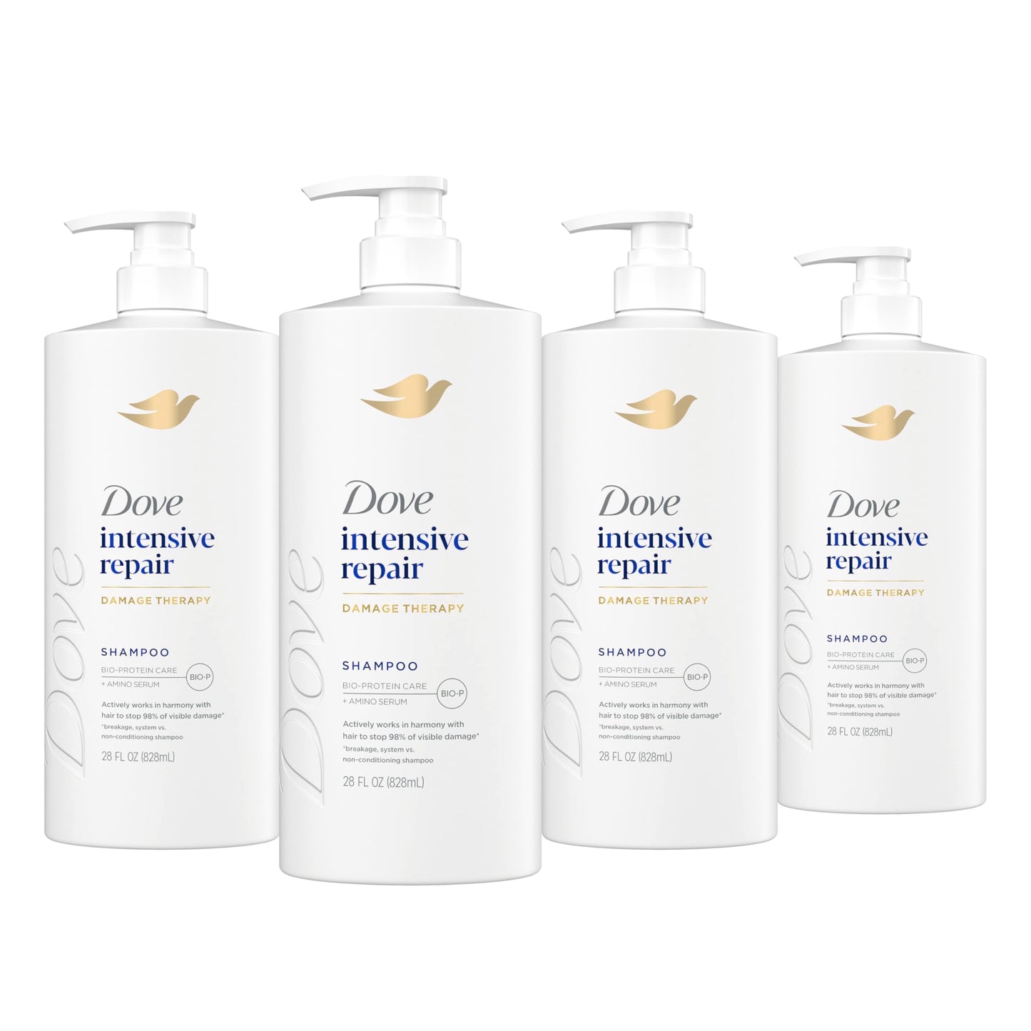 Dove Shampoo 4 Pack Intensive Repair for Damaged Hair with Bio-Protein Care Technology and Amino Serum 28 Fl Oz Beauty and Personal Care Dove