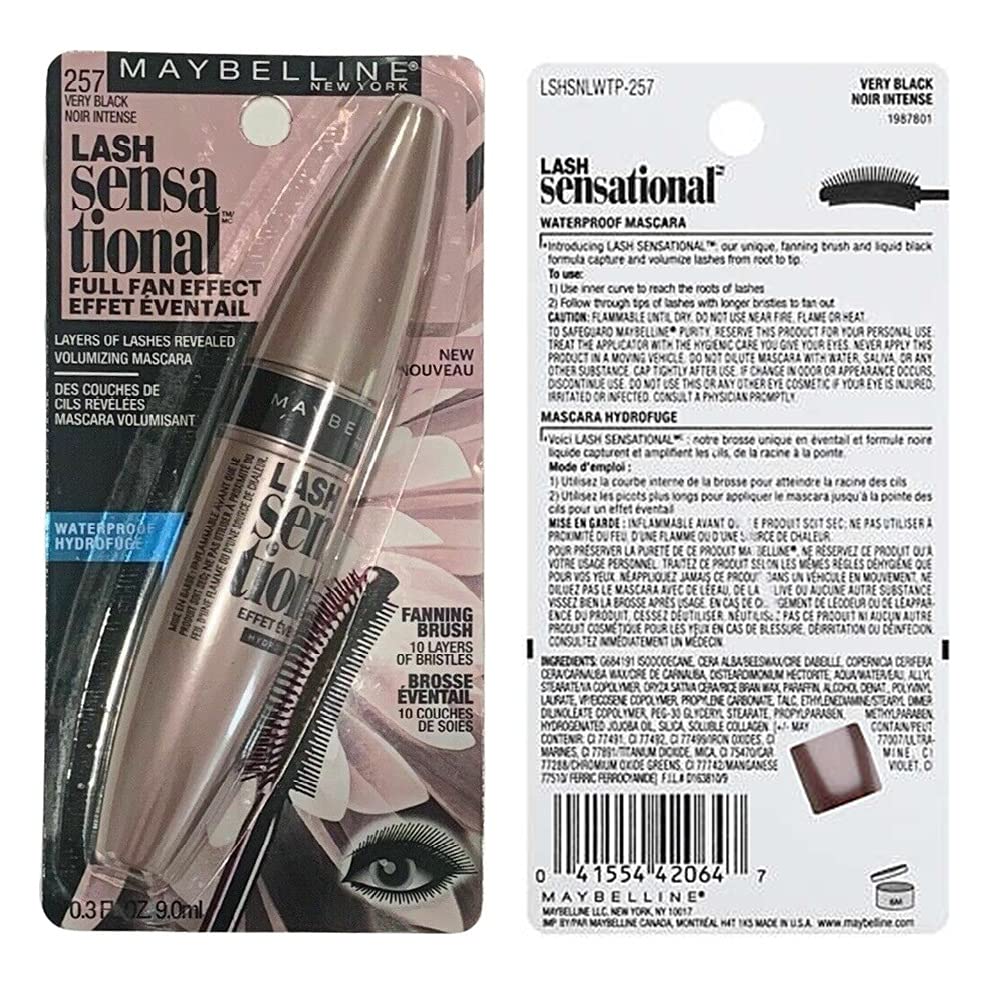 Pack of 2 Maybelline Lash Sensational Full Fan Effect Waterproof Mascara, Very Black 2572 Beauty & Personal Care Maybelline New York