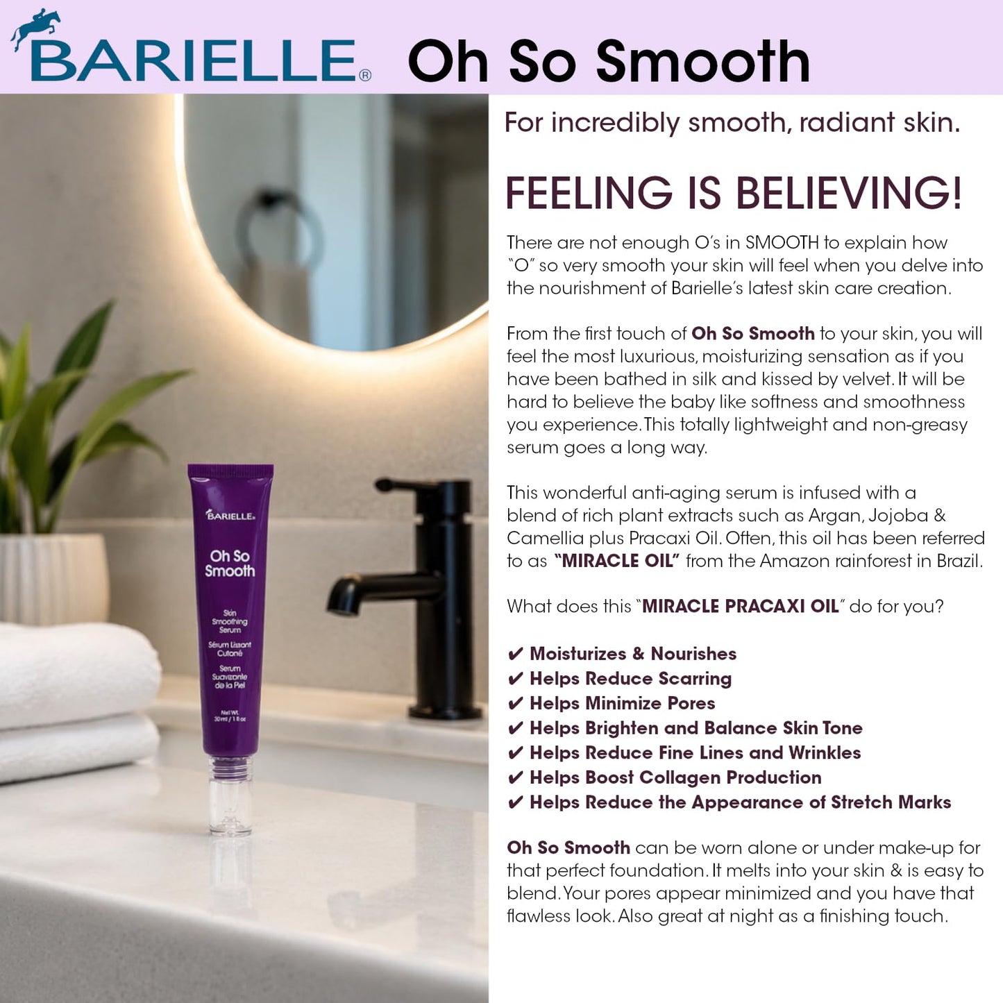 Barielle Oh So Smooth Skin Smoothing Serum 1 ounce - Lightweight Hydrating Face Serum - Helps Improve the Appearance of Fine Lines, Uneven Tone Beauty & Personal Care BARIELLE