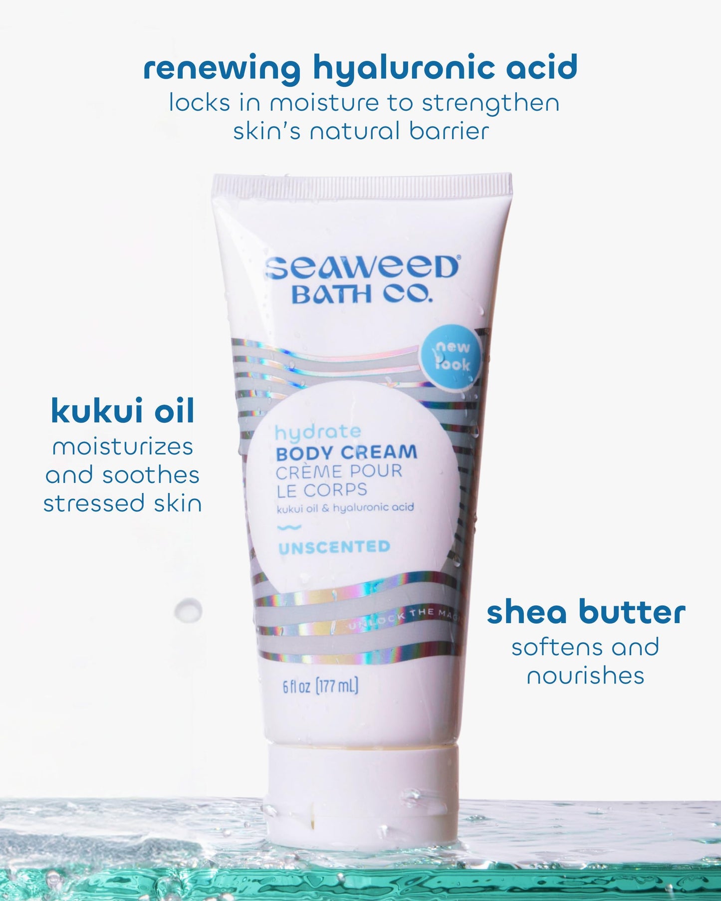 Seaweed Bath Co. Hydrate Body Cream - Unscented | Nourishing Moisturizer for Body and Hands | With Vitamin E, Hyaluronic Acid and Shea Butter For Dry Beauty & Personal Care The Seaweed Bath Co.