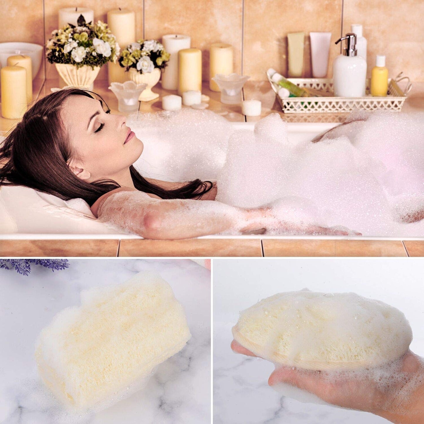 NileCart Loofah Pack of 3 Scrubbies for Body 6 in. Egyptian Loofah Sponge - Natural Exfoliating Body Scrubber Shower Loofah | Body Scrubber Exfoliator Beauty & Personal Care NileCart