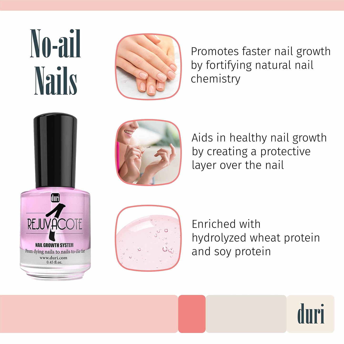 duri Rejuvacote 1 Nail Strengthener, Maximum Effect Formula, For brittle, weak, or post-damage nails (Pack of 3-0.45 fl. oz. each) Beauty & Personal Care duri