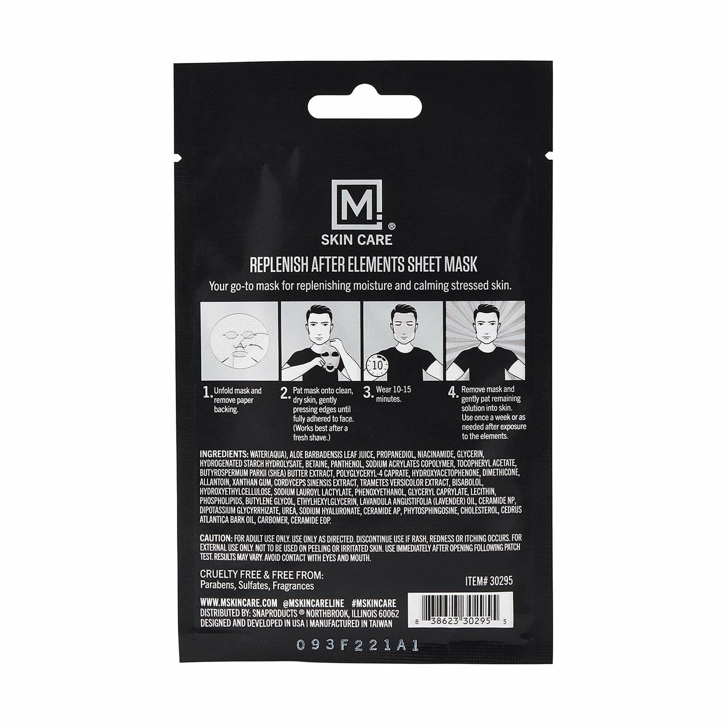 M. Skin Care After Elements Facial Sheet Mask Treatment for Men, Sunburn and Windburn Skin Care Face Mask Beauty & Personal Care M Skin Care