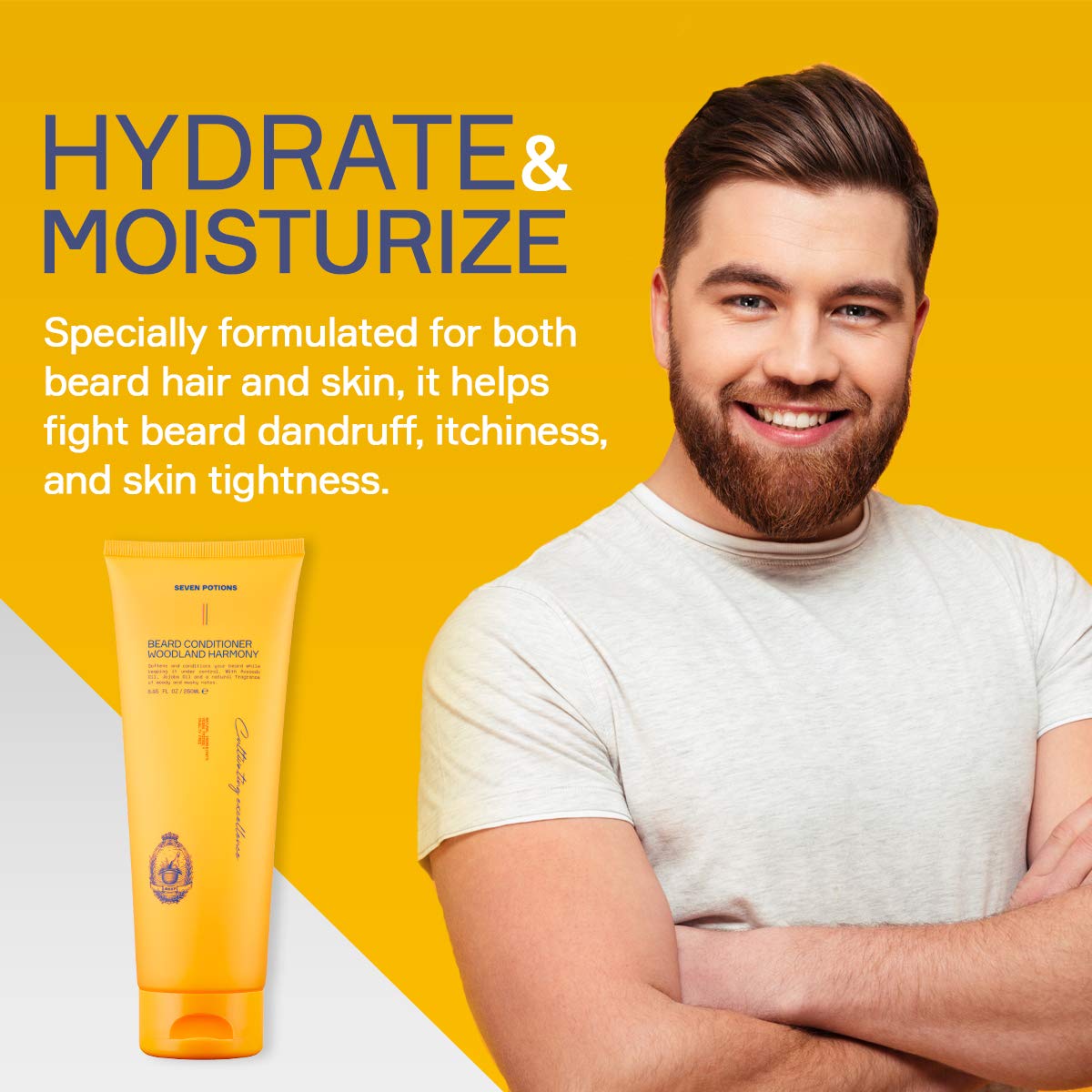 SEVEN POTIONS Beard Conditioner for Men - Prevents Beard Itch and Dandruff - Natural, Vegan, Cruelty Free (Woodland Harmony, 8.45 FL OZ) Beauty and Personal Care SEVEN POTIONS