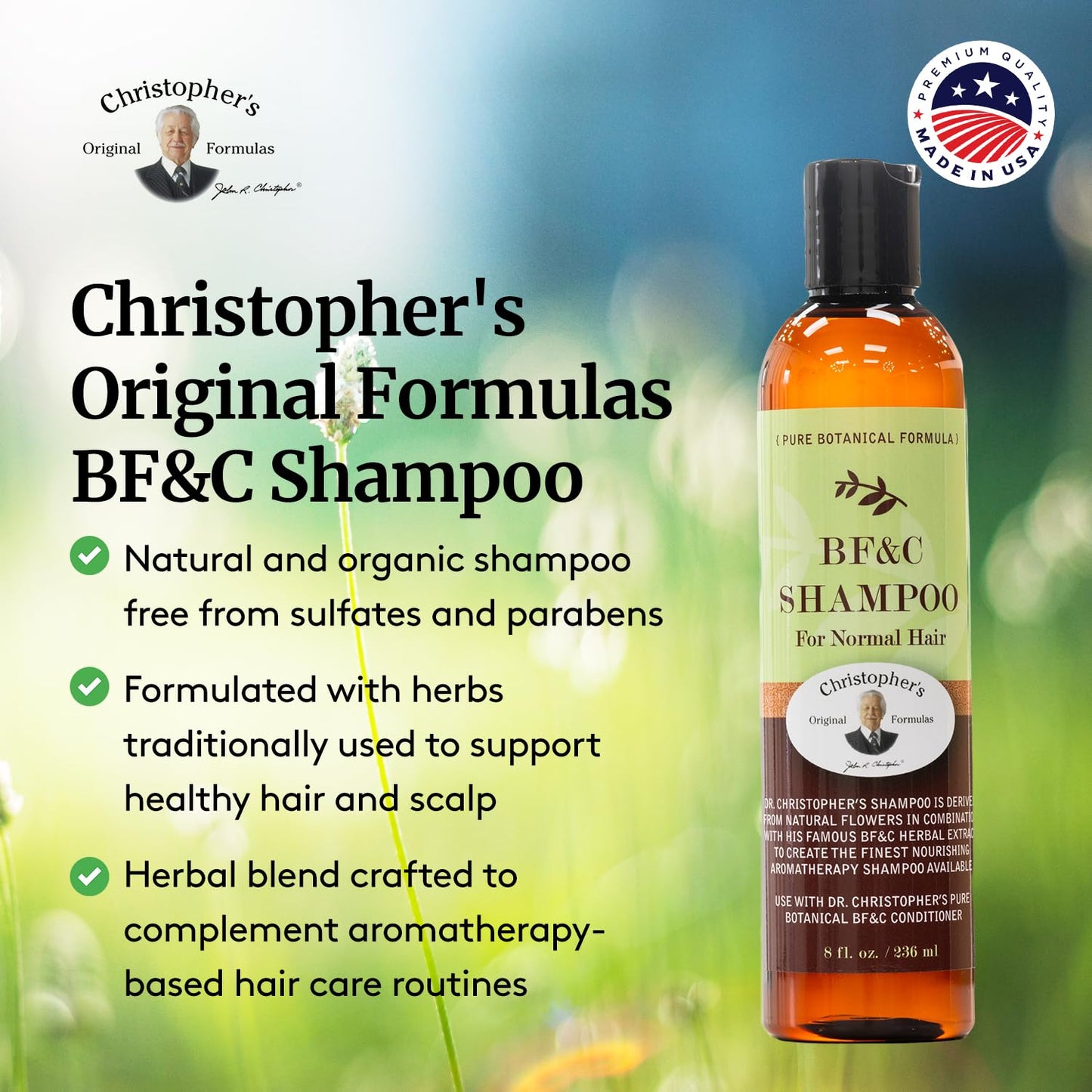 Christopher's Original Formulas BF&C Shampoo, Sulfate Free Shampoo, Organic Hair Care for Women and Men, Paraben Free Clean Hair Products, Scalp Beauty & Personal Care Christopher's Original Formulas