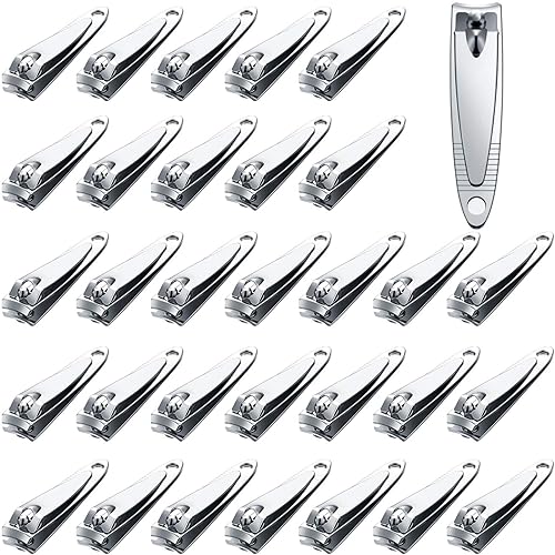 32 Pieces Stainless Steel Fingernail Nail Clipper Bulk Silver Portable Toenail Clippers Cutter Set Beauty & Personal Care Mudder
