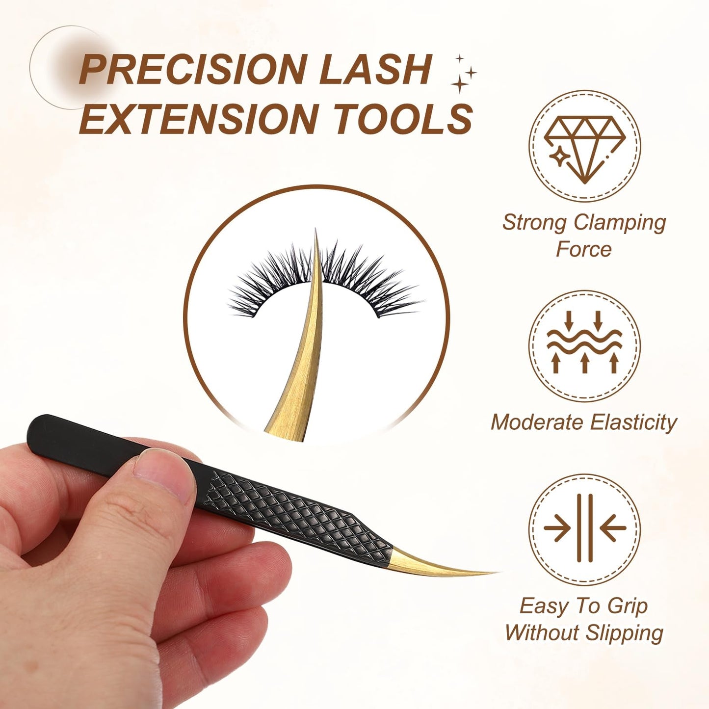HARFINGTON High Precision Lash Tweezers, 4.9"(125mm) Stainless Steel Dolphin Tip Eyelash Extensions Tweezer Casual Beauty Tools for Eyelash Beauty and Personal Care HARFINGTON