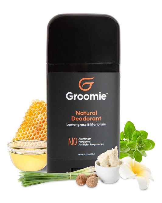 Groomie Aluminum-Free Natural Deodorant for Men & Women, Lemongrass & Marjoram - All-Natural Premium Deodorant & Antiperspirant - Odor-Free Beauty and Personal Care Groomie