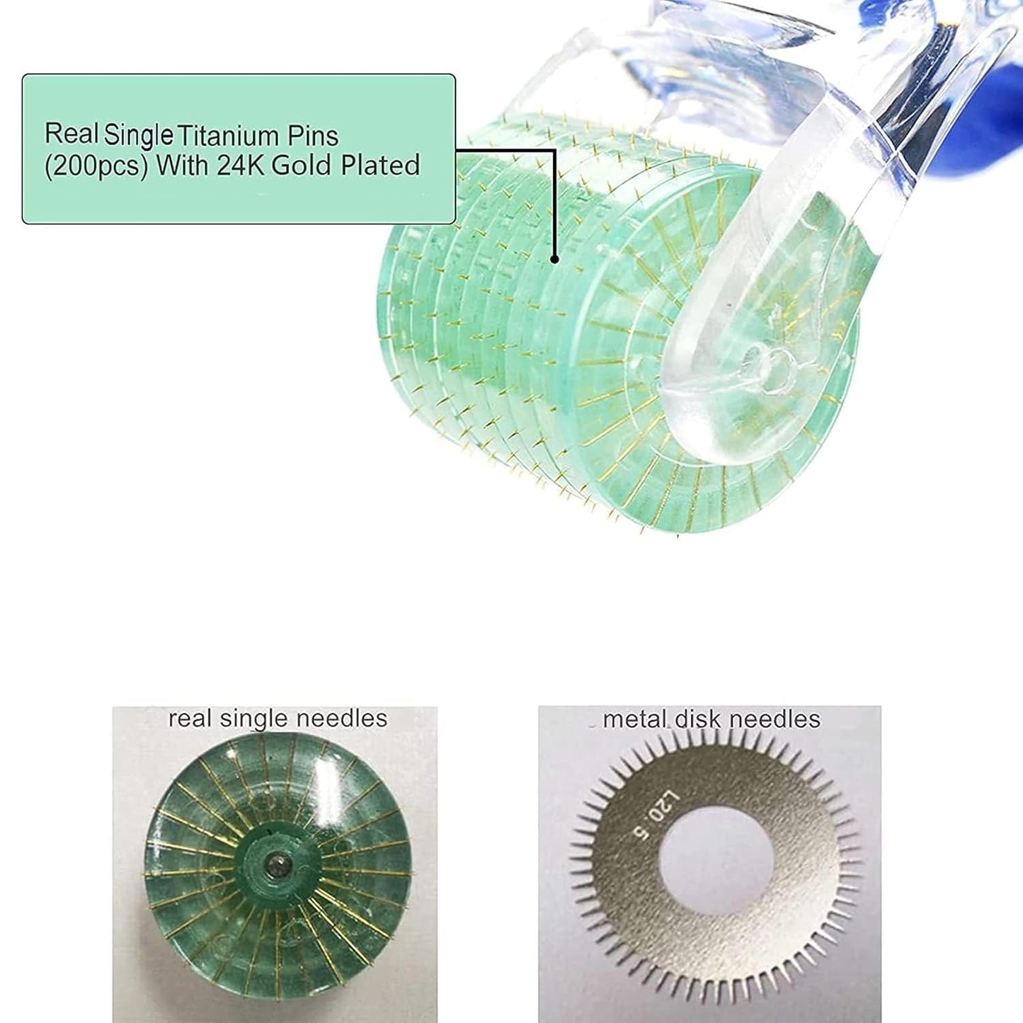 Koi Beauty Professional Derma Roller, 200 Real Individual Titanium Microneedle Roller, Microneedling Roller for Face Body Scalp, Micro Needle Beauty Beauty and Personal Care Koi Beauty