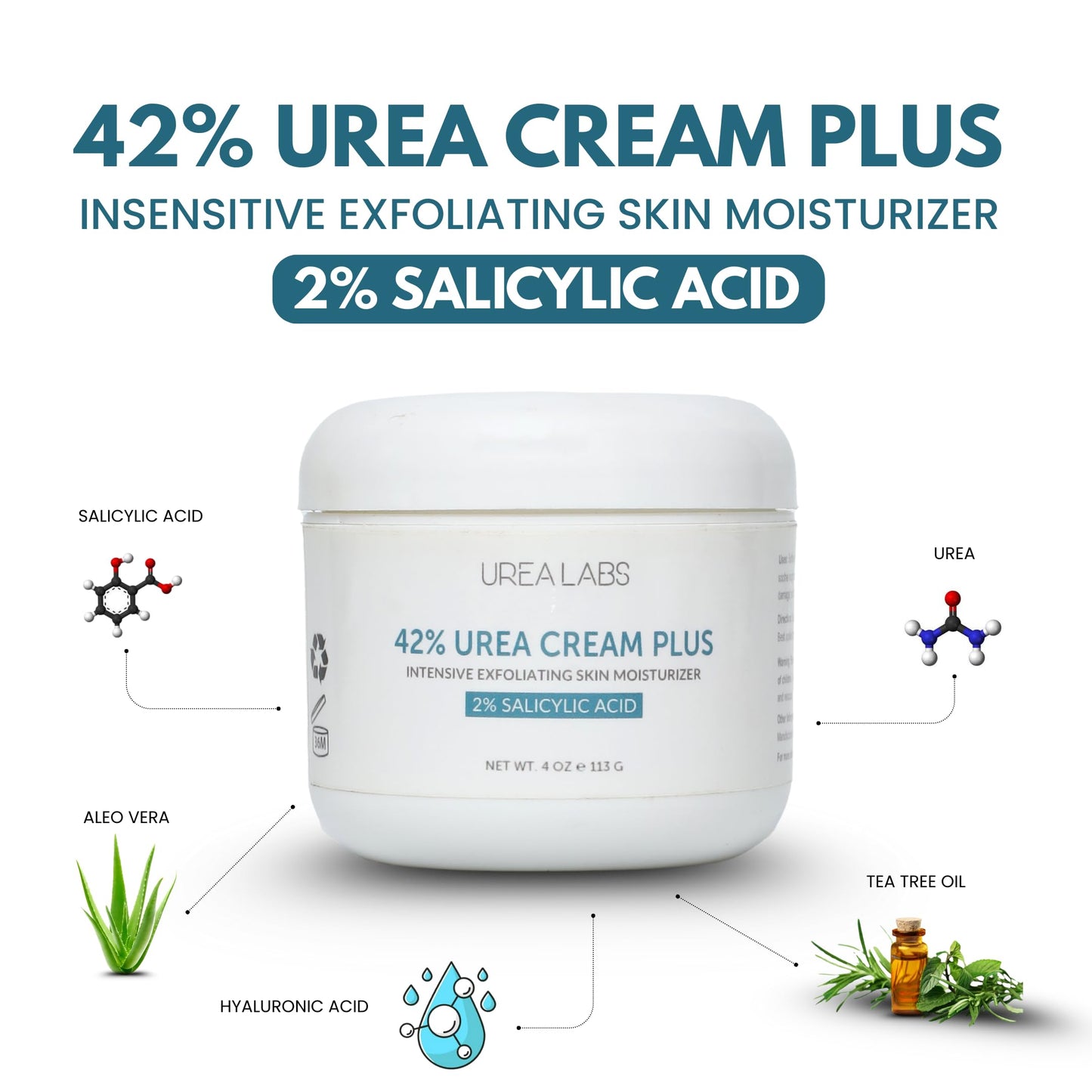 UREA LABS 42% Urea Cream + 2% Salicylic Acid 4oz – Maximum Strength Foot & Skin Repair, Deep Exfoliation & Hydration for Cracked Heels Beauty & Personal Care UREA LABS