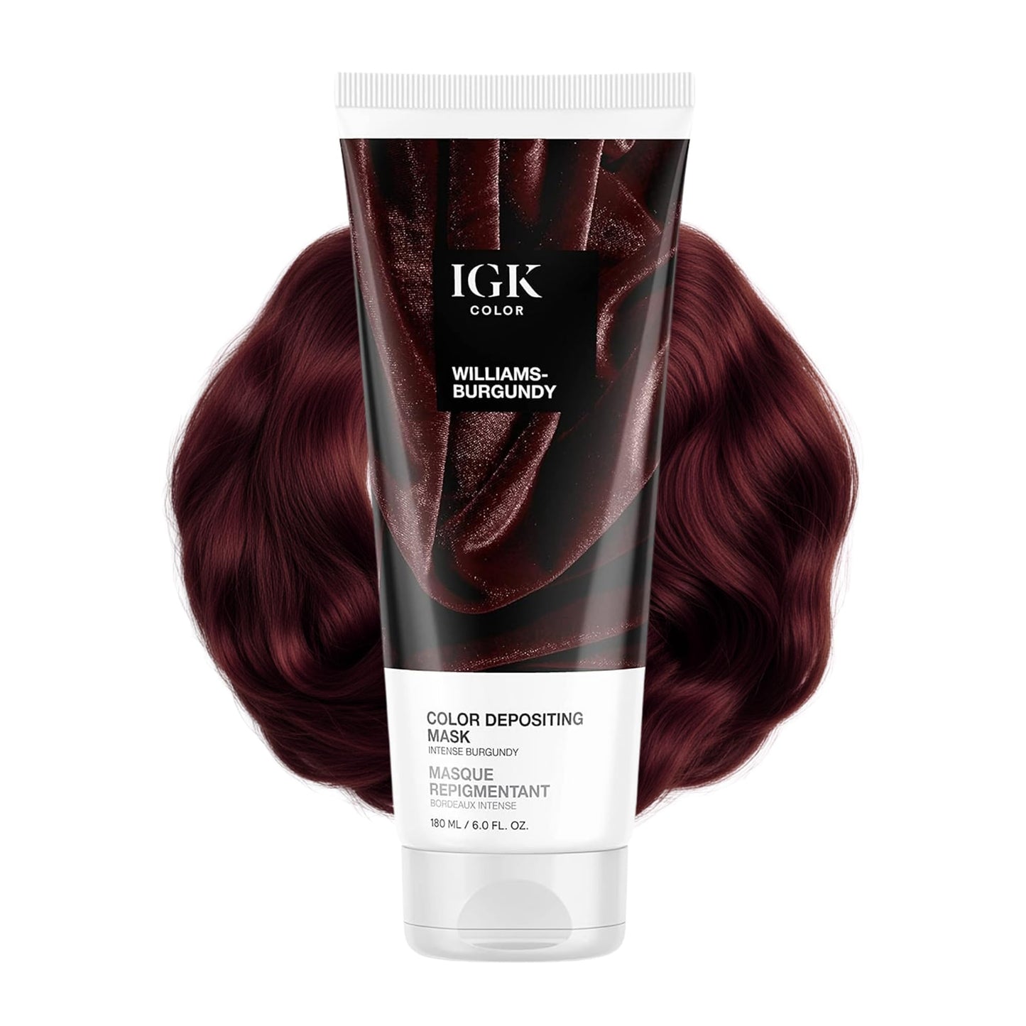 IGK Williams Burgundy | Intense Burgundy Hair Gloss + Color Depositing Mask | Boost Shine, Enhance Burgundy & Wine Tones, Refresh Color | Semi Beauty & Personal Care IGK
