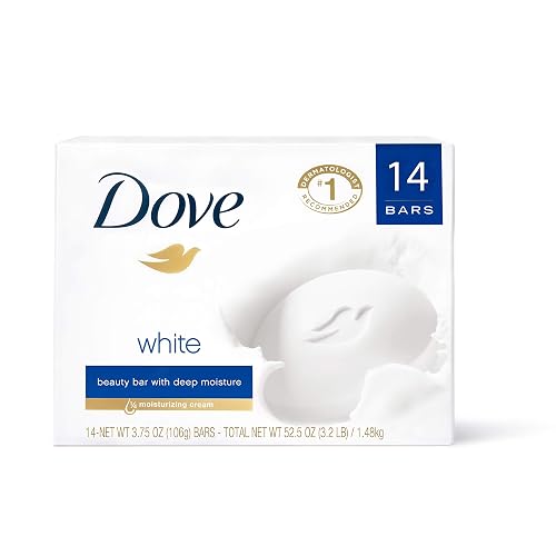 Dove Beauty Bar Gentle Cleanser for Softer and Smoother Skin with 1/4 Moisturizing Cream White More Moisturizing than Bar Soap 3.75 oz 14 Bars Beauty & Personal Care Dove