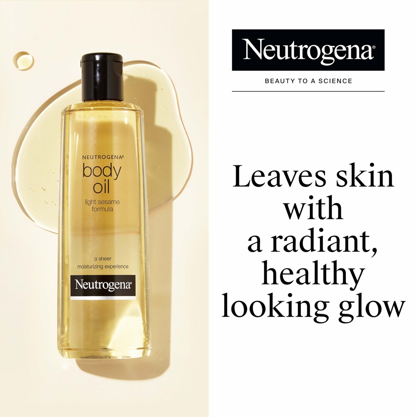 Neutrogena Body Oil Light Sesame Formula, 16 fl oz, Radiant Glow Moisturizer for Dry Skin, Bath & Shower Oil For Smooth and Hydrated Skin Beauty & Personal Care Neutrogena