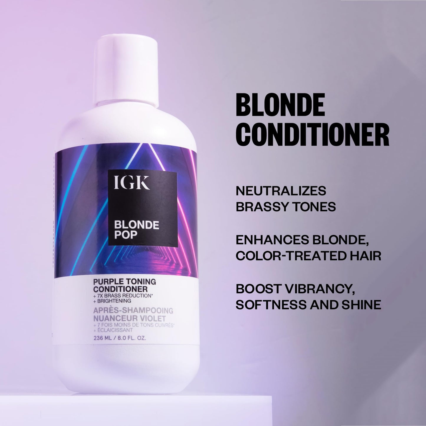 IGK BLONDE POP Purple Toning Conditioner | Brighten + Neutralize Brass | Vegan + Cruelty Free | 8 Oz Beauty & Personal Care IGK