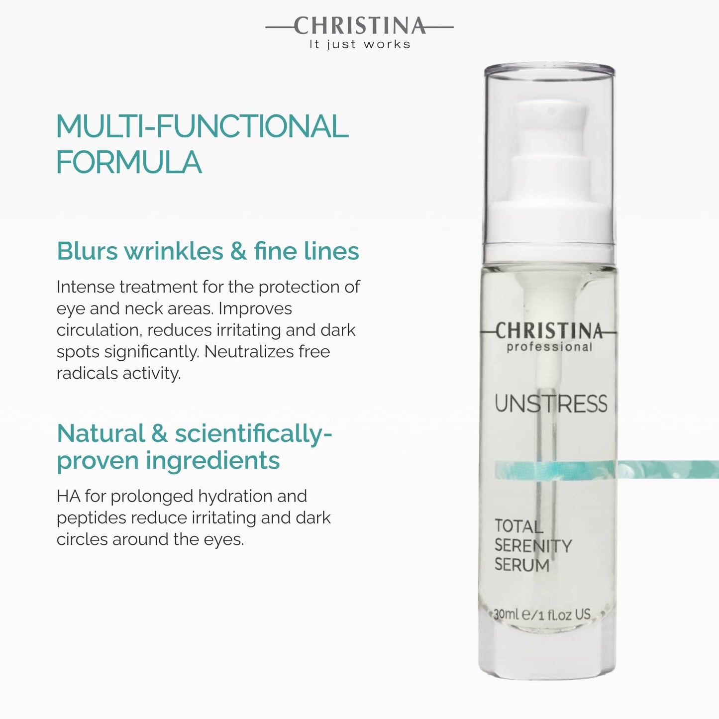 Christina Unstress Total Serenity Calming Serum for Face - 30ml - Instantly Relieves, Reduces and Rebalances Stressed Skin - Soothing Serum Beauty & Personal Care CHRISTINA