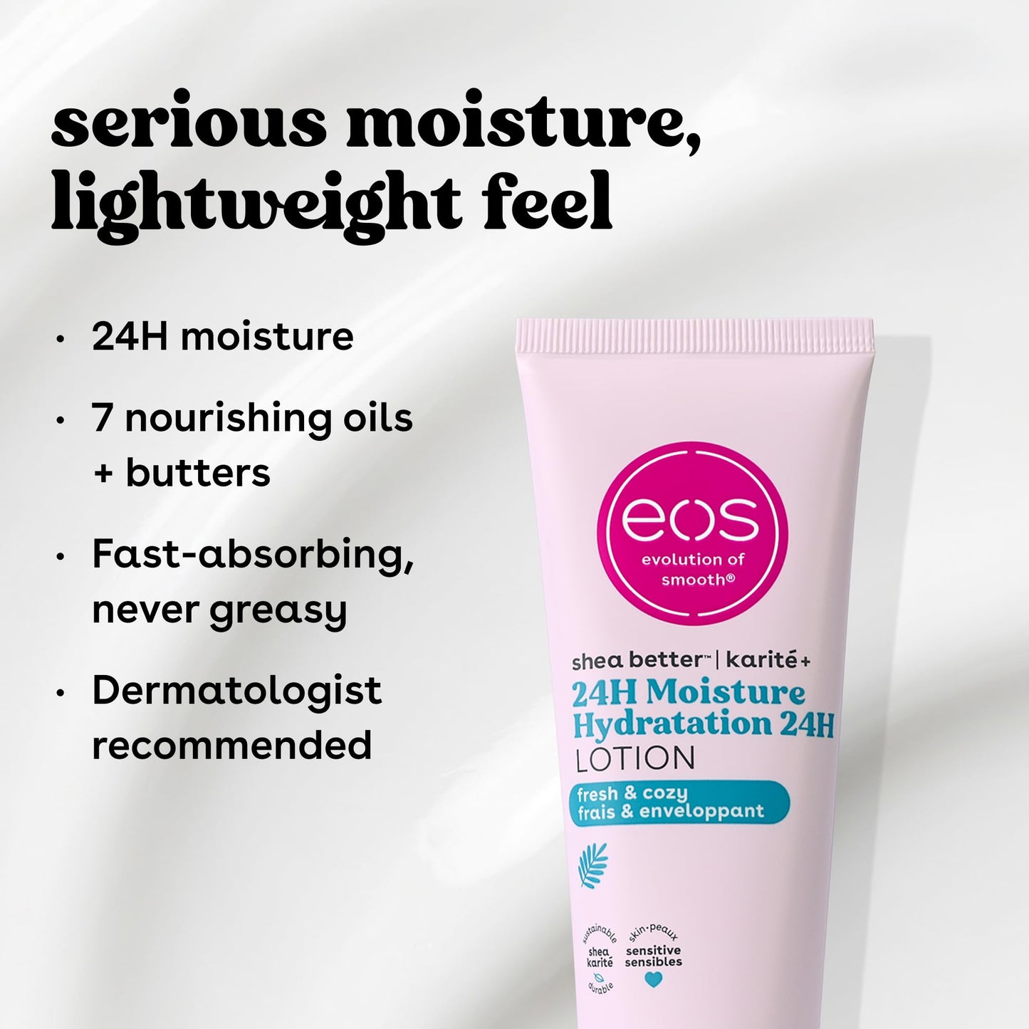 eos 24H Moisture Travel Body Lotion- Fresh & Cozy, Travel Size Essential, Toiletries, Mini Body Lotion, 2.5 fl oz Beauty and Personal Care eos