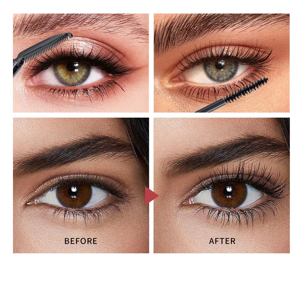 2 in 1 Waterproof Mascara, Tiny Brush for Fine Short Eyelash, Natural Lengthening And Thickening Effect, Extra Long Lash Eyelashes,Voluminous Beauty & Personal Care LESITI