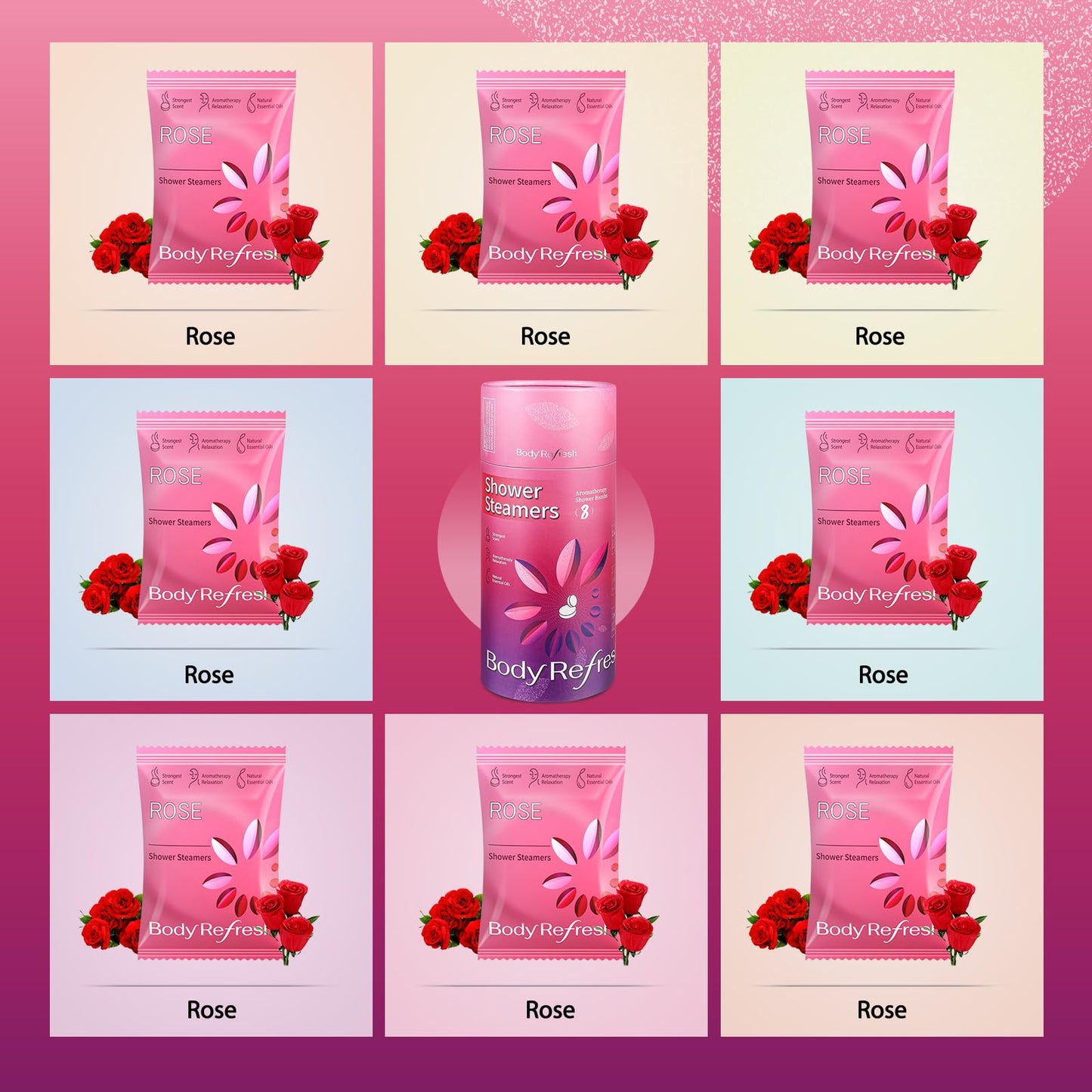 Shower Steamers Aromatherapy 8 Pack - Birthday Gifts for Women Mom Wife, Shower Bombs with Natural Essential Oils for Stress Relief Home Spa Beauty and Personal Care BodyRefresh