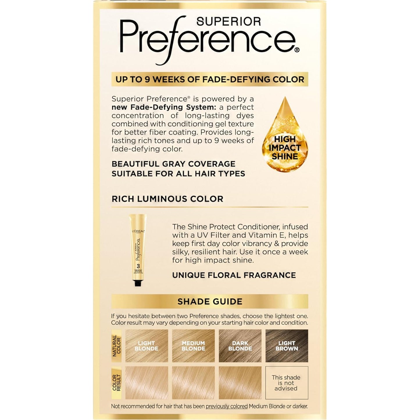 L’Oreal ParisSuperior Preference Rich Luminous Conditioning Colorant, Level 3 Permanent, Light Golden Blonde/Warmer 9G (Pack of 3) Beauty & Personal Care L'Oreal Paris