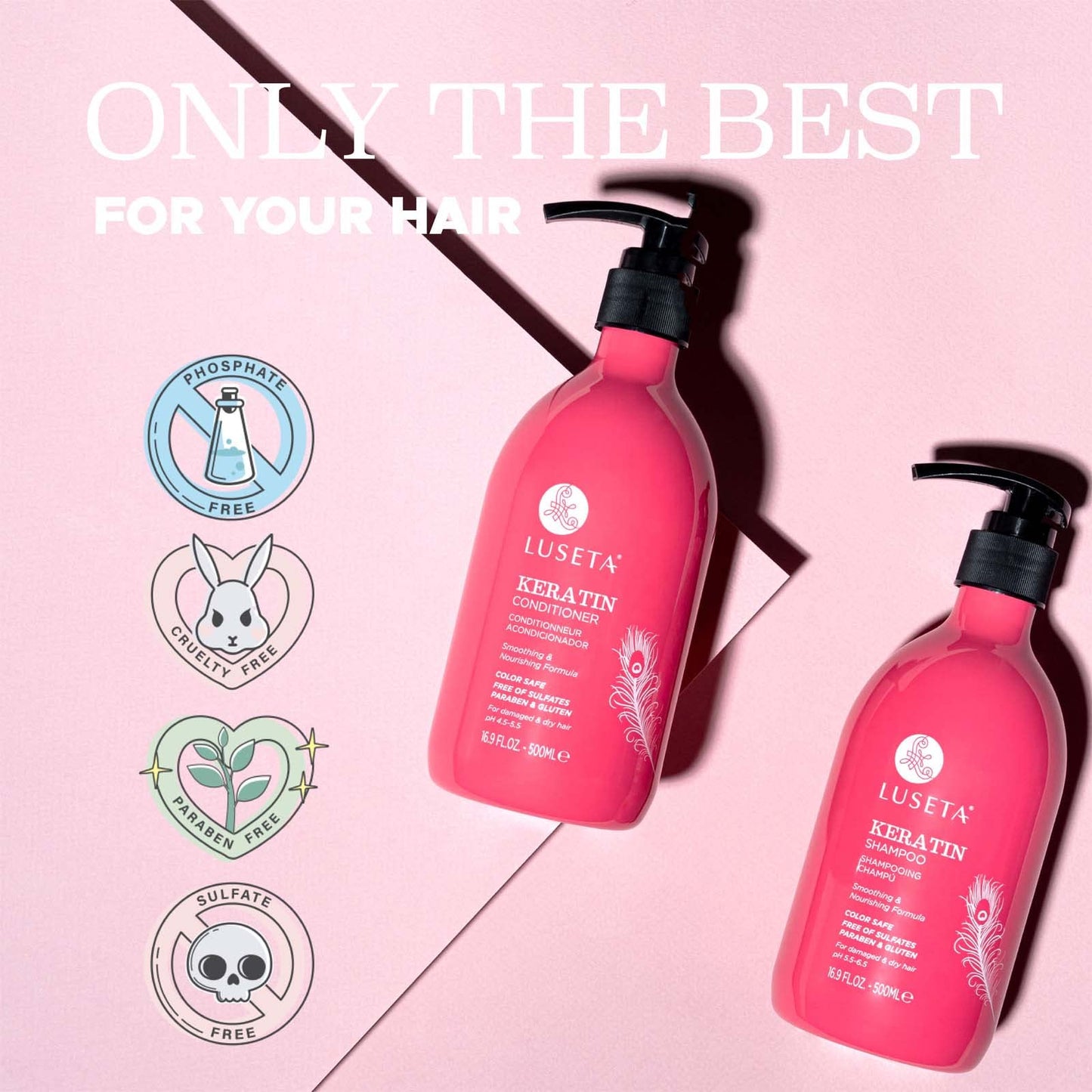 Luseta Keratin Shampoo and Conditioner for Color Treated Damaged & Dry Hair, Keratin Hair Treatment for Smoothing, Nourishing & Strengthening, Color Beauty & Personal Care L LUSETA