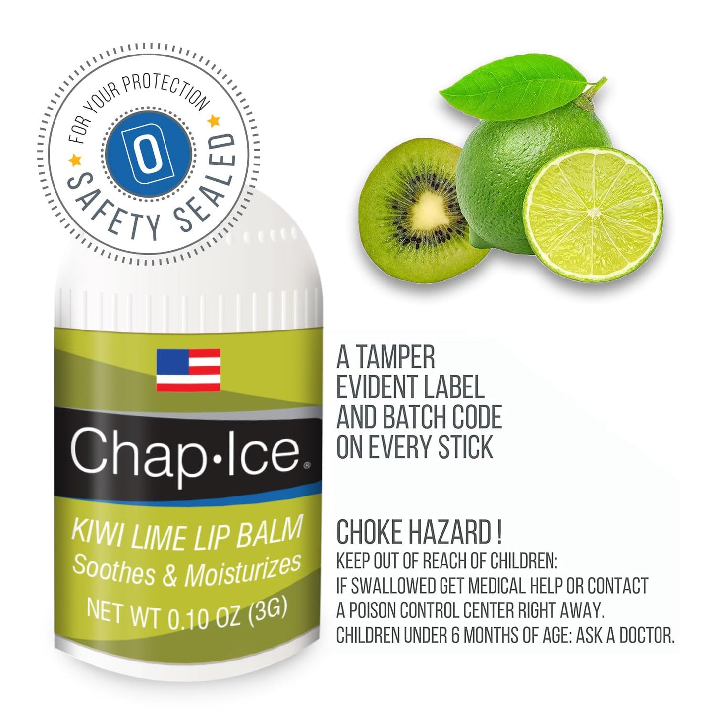 Kiwi Flavor - Chap-Ice Mini Lip Balm, 4 count - Made in USA, 0.10 Oz, Push-Up Style, Hydrating Lip Care for Smooth and Soft Lips, Compact Size Beauty and Personal Care CHAP-ICE