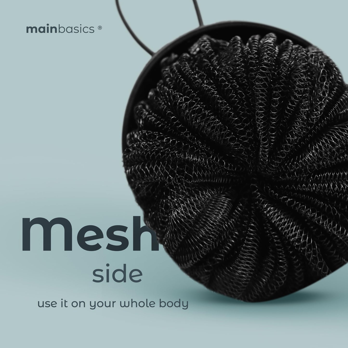 MainBasics Shower Tool Duo 2-1 Shower Loofah Sponge and Exfoliating Body Scrubber (2 Pack, Black) Beauty and Personal Care MainBasics