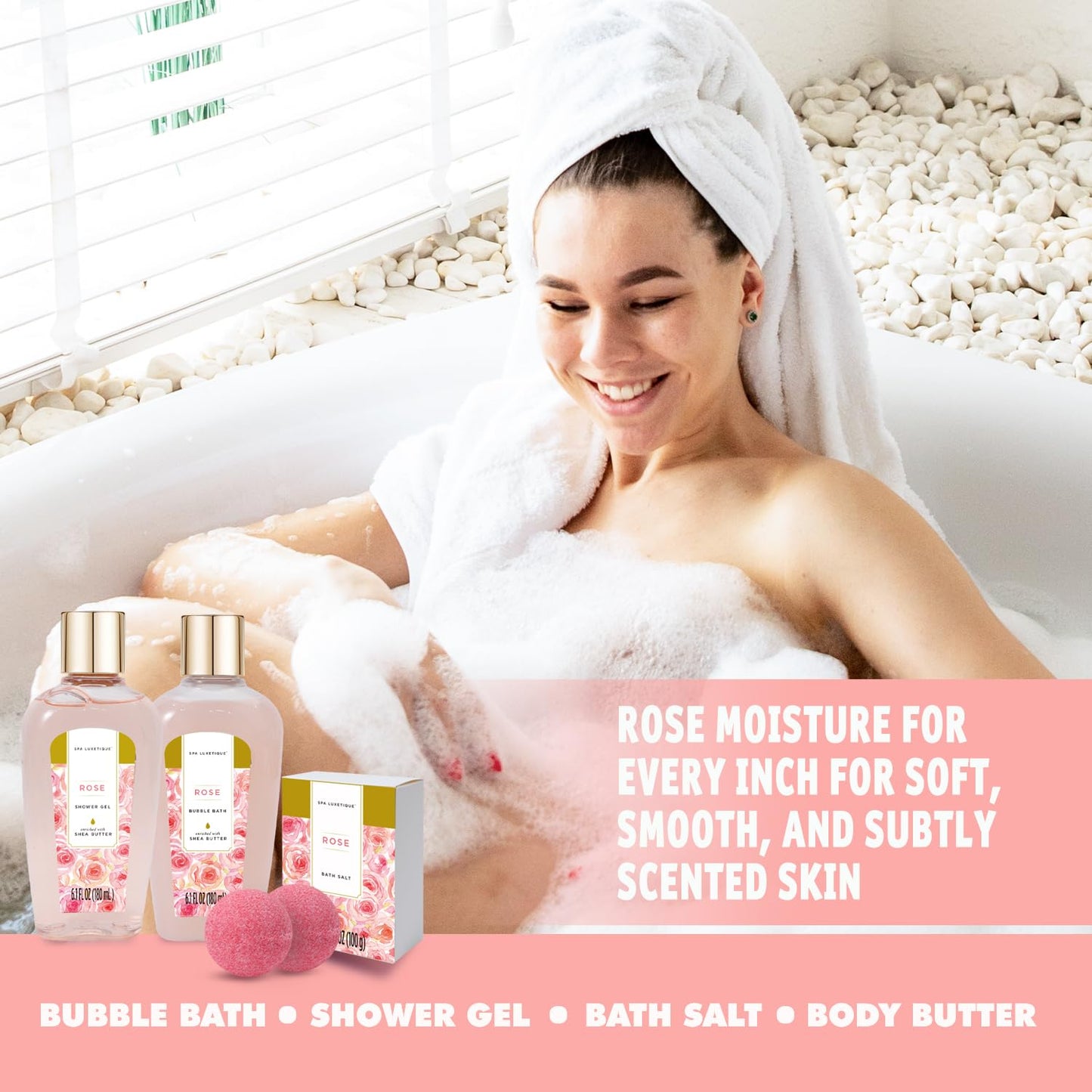 spa luxetique Spa Gift Baskets for Women - 10PCS Rose Bath Sets for Her Birthday,Mother's Day Gifts for Women,Mother,Wife,Girlfriend Beauty and Personal Care spa luxetique
