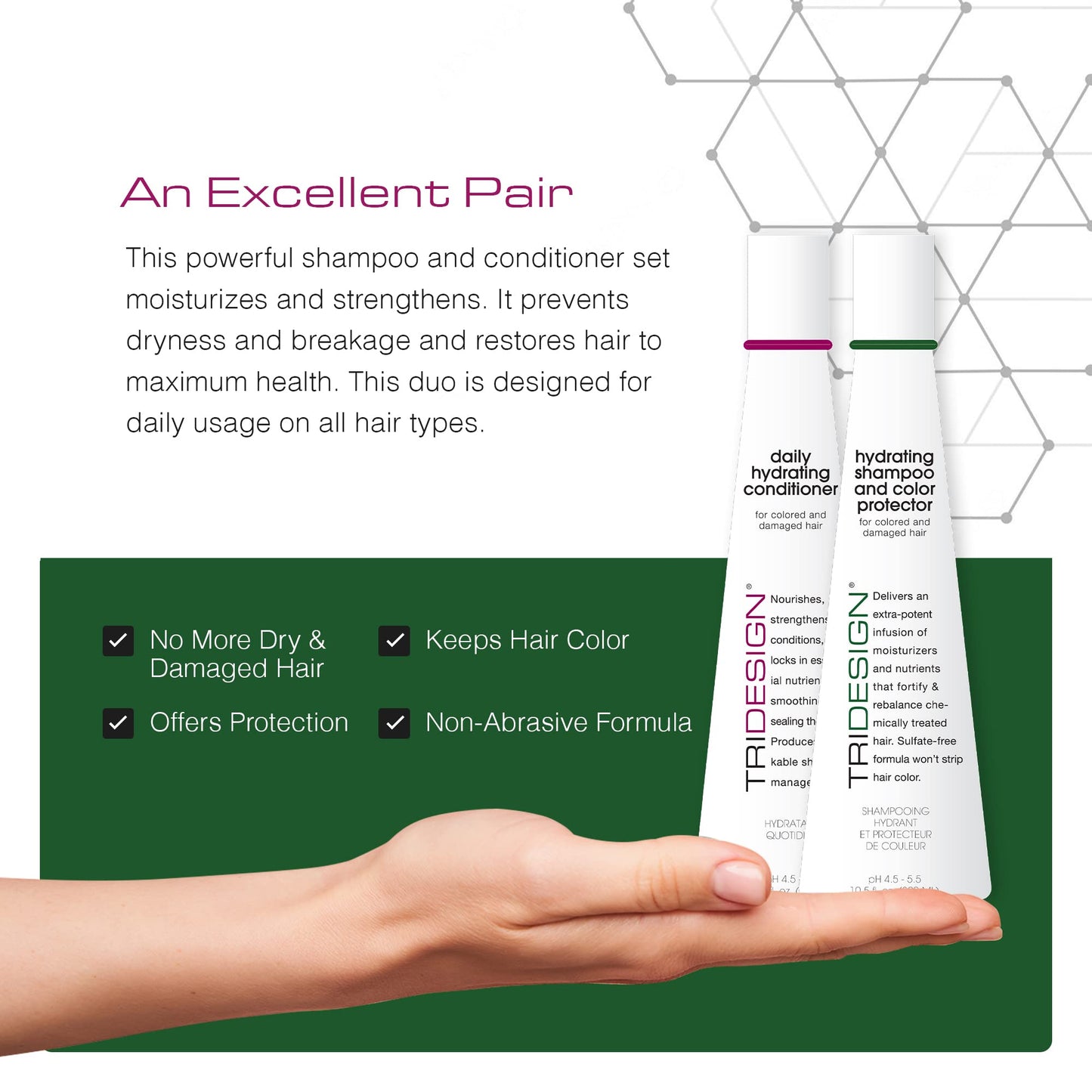 TRI Design Hydrating Shampoo & Conditioner Set - Sulfate Free Shampoo & Conditioner for Dry & Damaged Hair - Protect, Repair, and Moisturize Curly Beauty & Personal Care TRIDESIGN