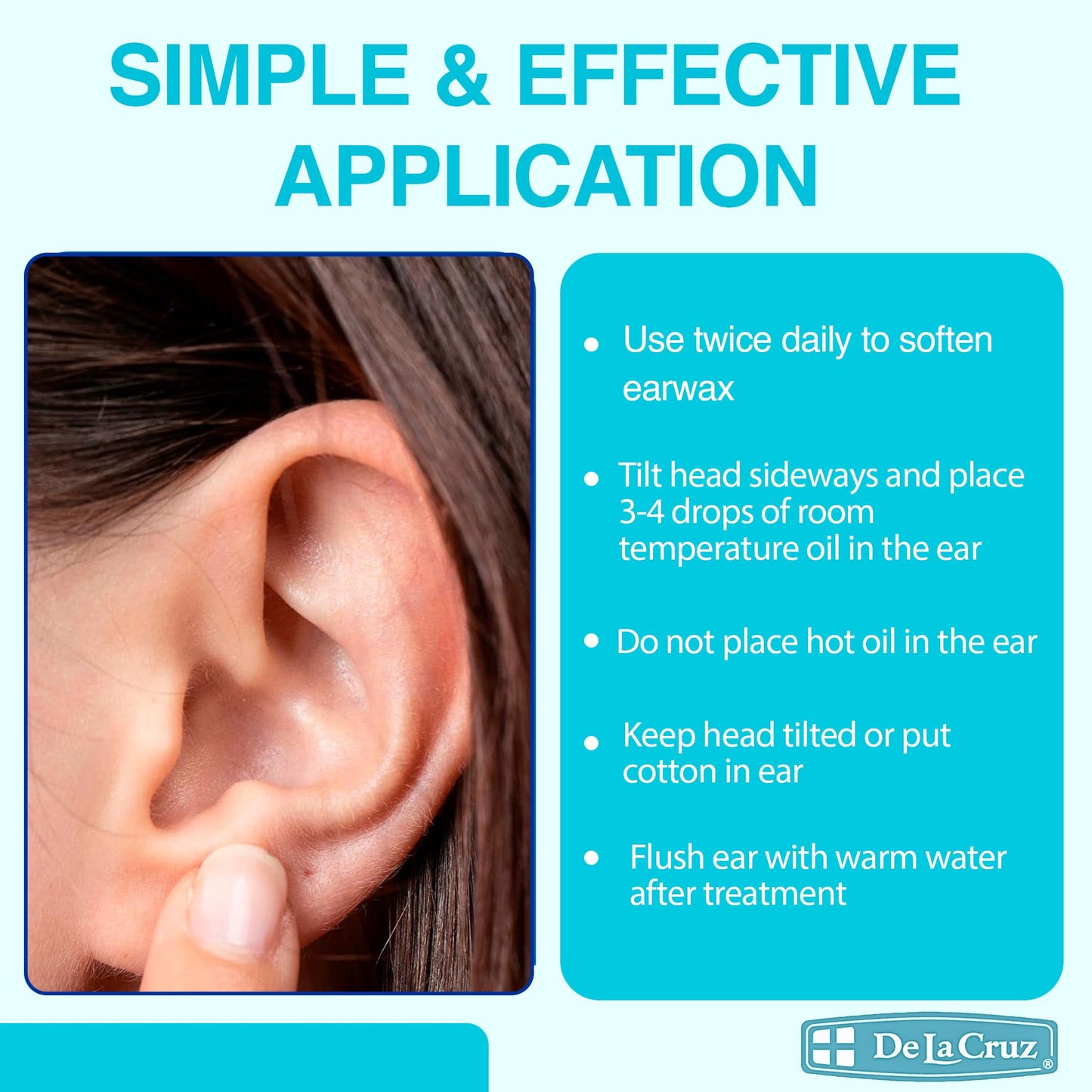 De La Cruz Ear Wax Remover and Earwax Softener, 100% Pure Sweet Oil for ears, Gentle and Natural Ear Oil - 1 Fl OZ - 2 Pack Beauty & Personal Care De La Cruz
